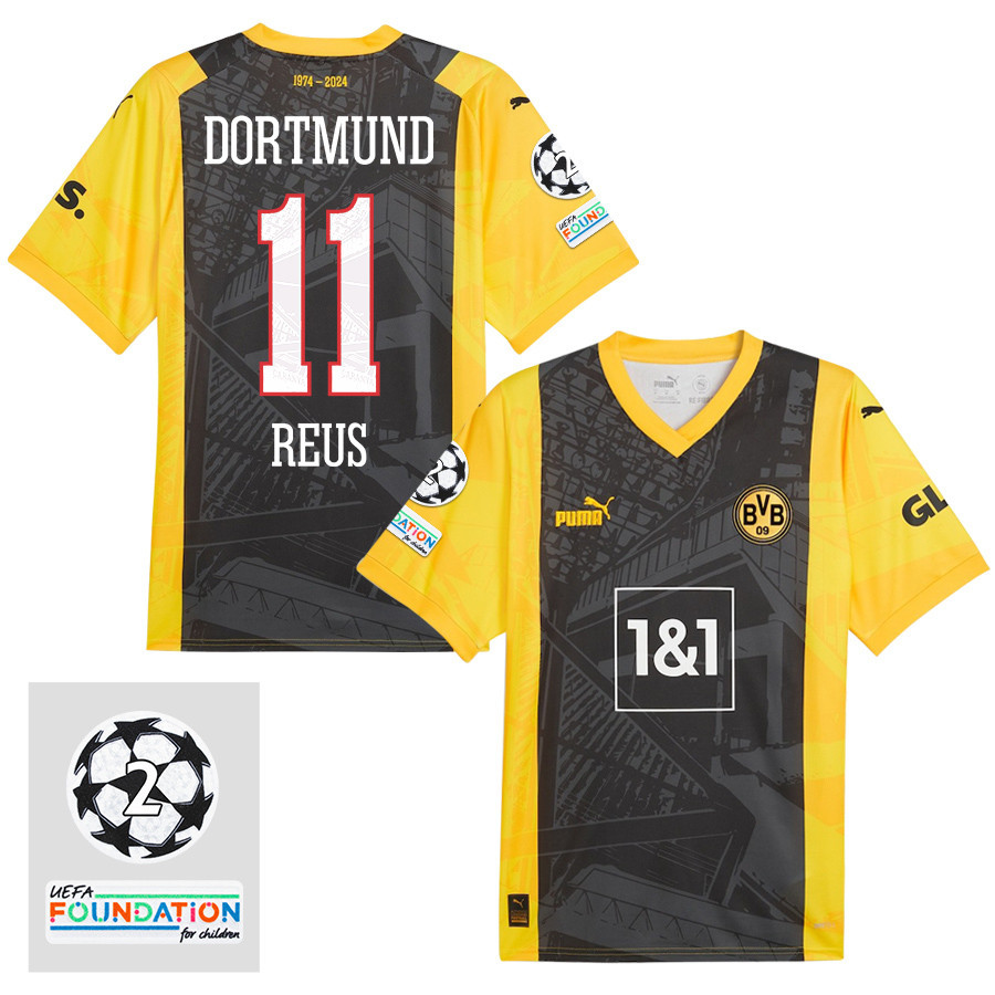 Marco Reus 11 Starball 2 Times Champions Borussia Dortmund 2024/25 UEFA Patch Special Edition Jersey – Men