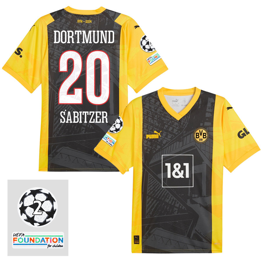 Marcel Sabitzer 20 Starball 2 Times Champions Borussia Dortmund 2024/25 UEFA Patch Special Edition Jersey – Men