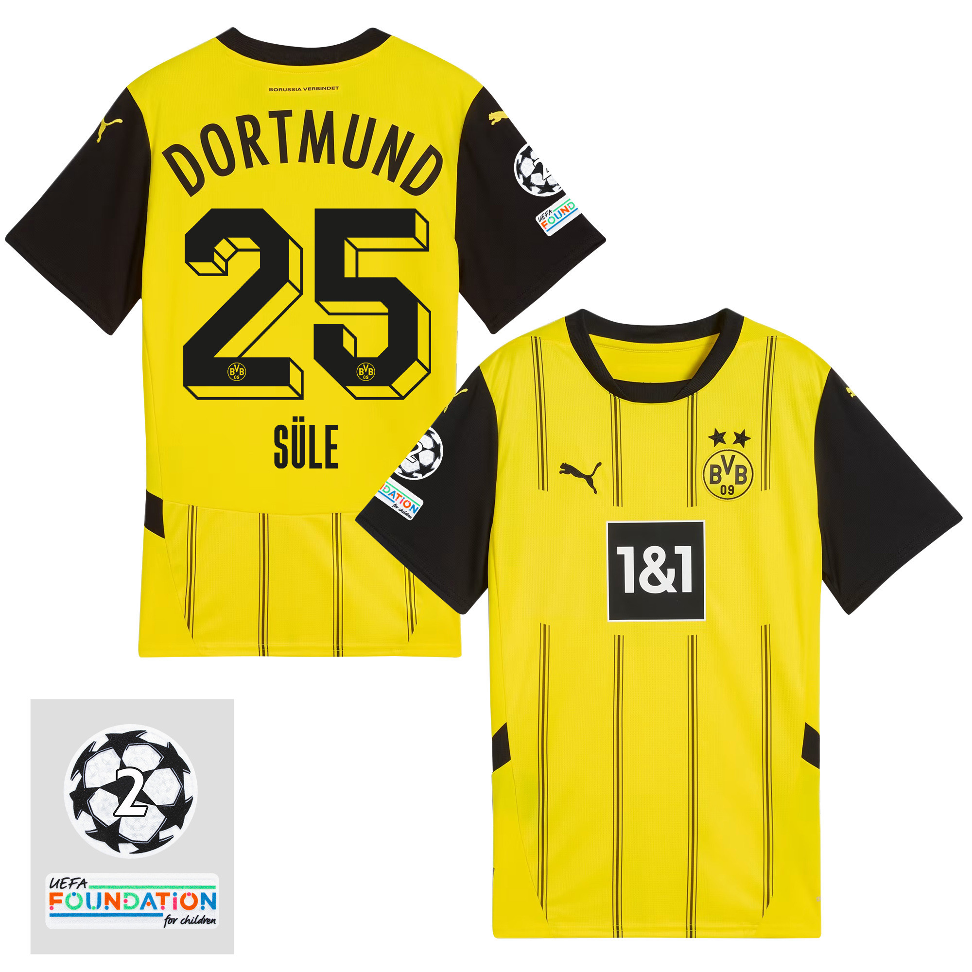 Niklas Sle 25 Starball 2 Times Champions Borussia Dortmund 2024/25 UEFA Patch Home Jersey – Men