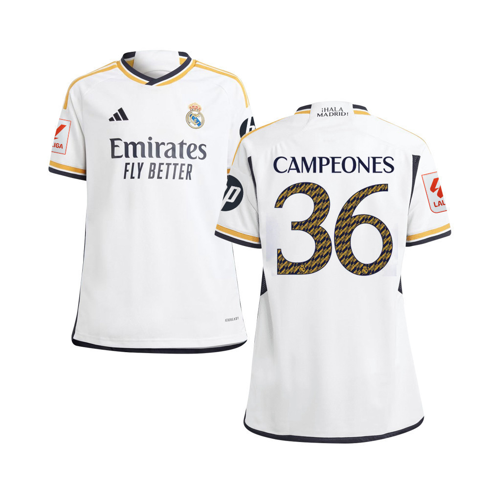 Real Madrid Campeones 36 La Liga Champions Home Jersey 23/24 – YOUTH, White