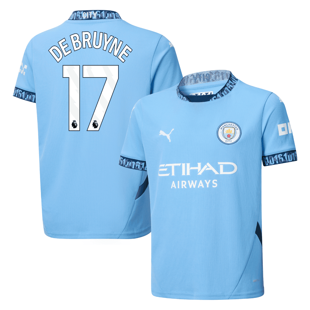 Kevin De Bruyne 17 Manchester City 2024/25 Home YOUTH Jersey – Light Blue