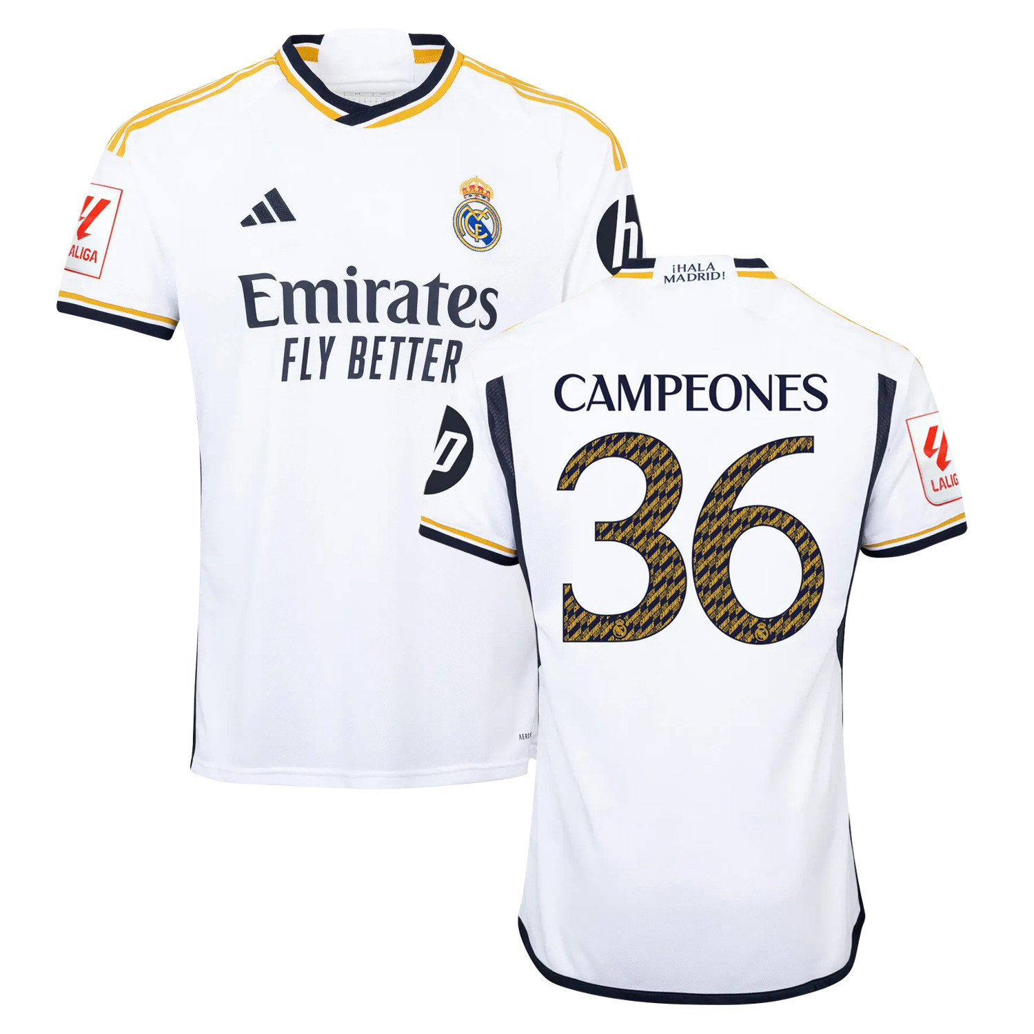Real Madrid Campeones 36 La Liga Champions Home Jersey 23/24 – Men, White