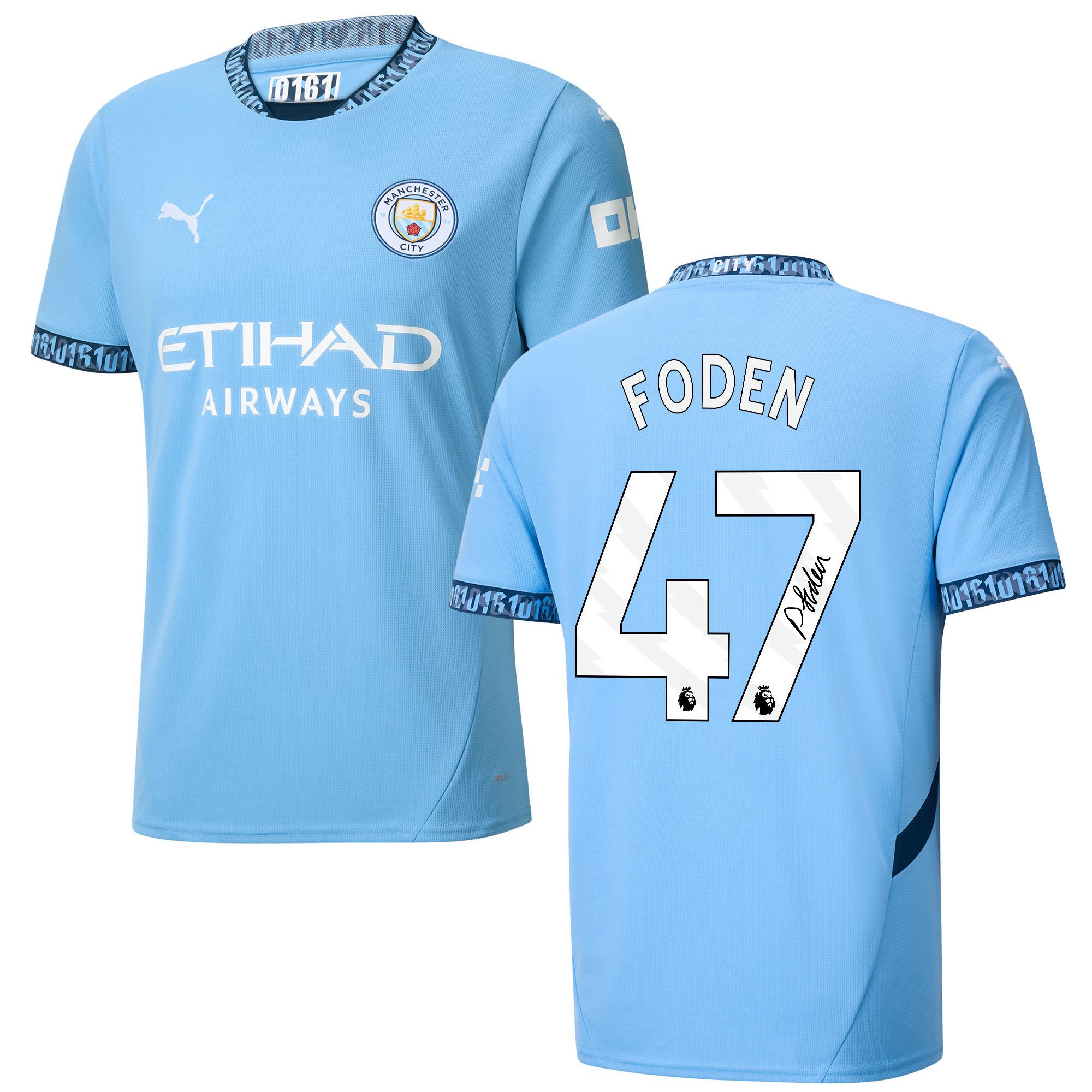 Phil Foden 47 Signed Manchester City 2024/25 Home Jersey Autographed – Light Blue