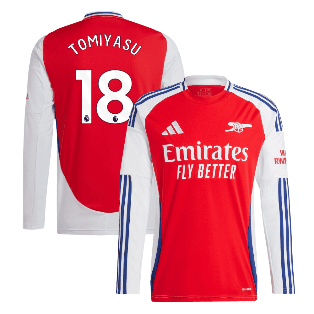 Takehiro Tomiyasu 18 Arsenal 2024/25 Home Long Sleeve Men Jersey – Red