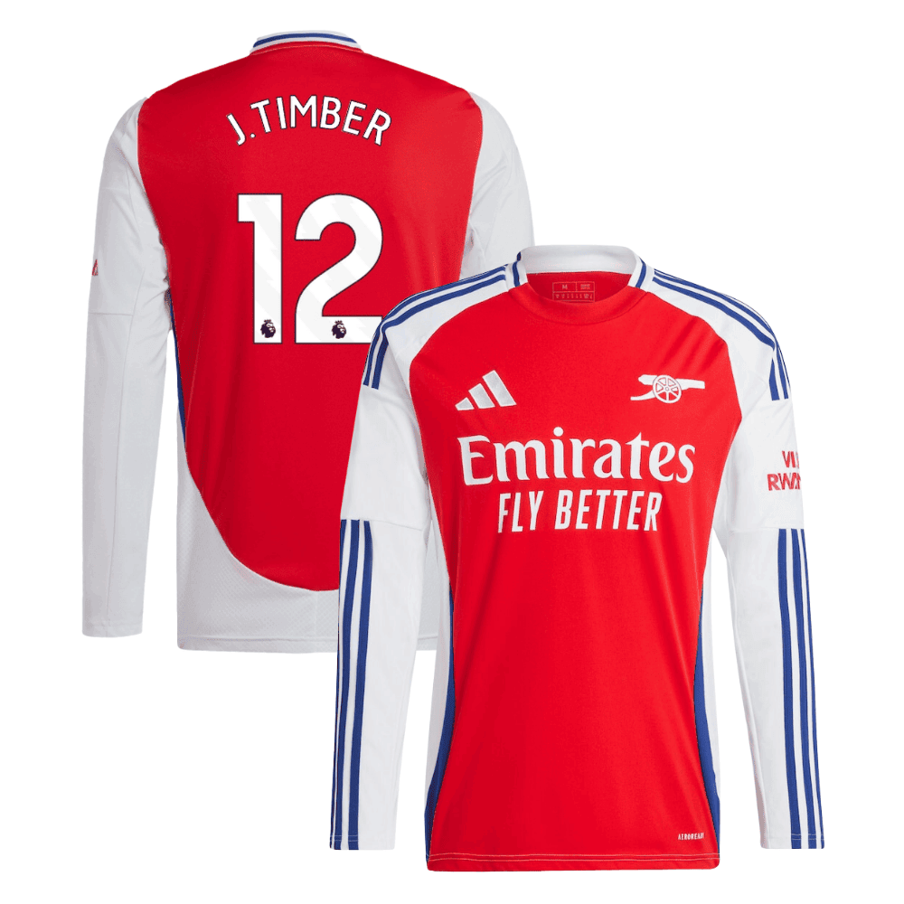 Jurrien Timber 12 Arsenal 2024/25 Home Long Sleeve Men Jersey – Red