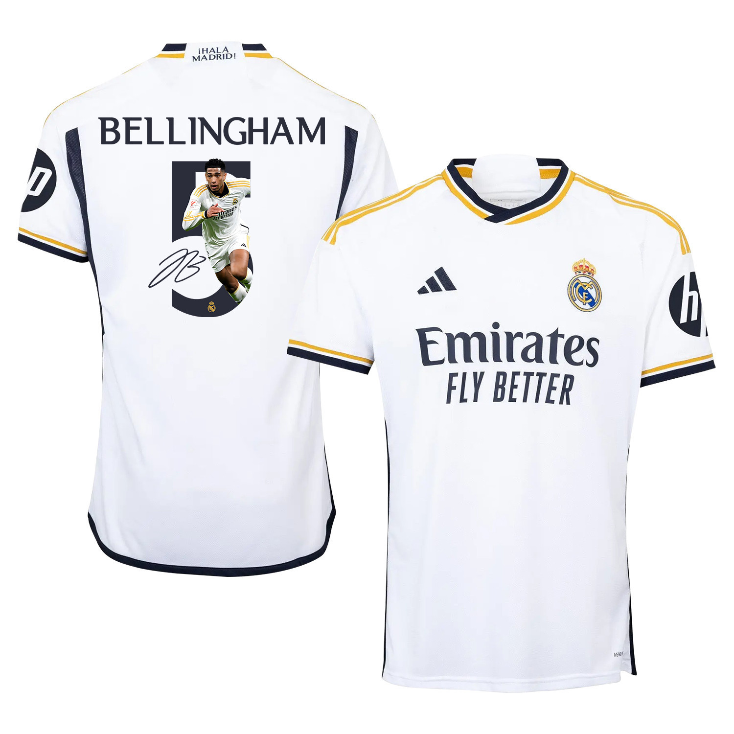 Jude Bellingham 5 Real Madrid Home Jersey White 2023/24 – Signed Design