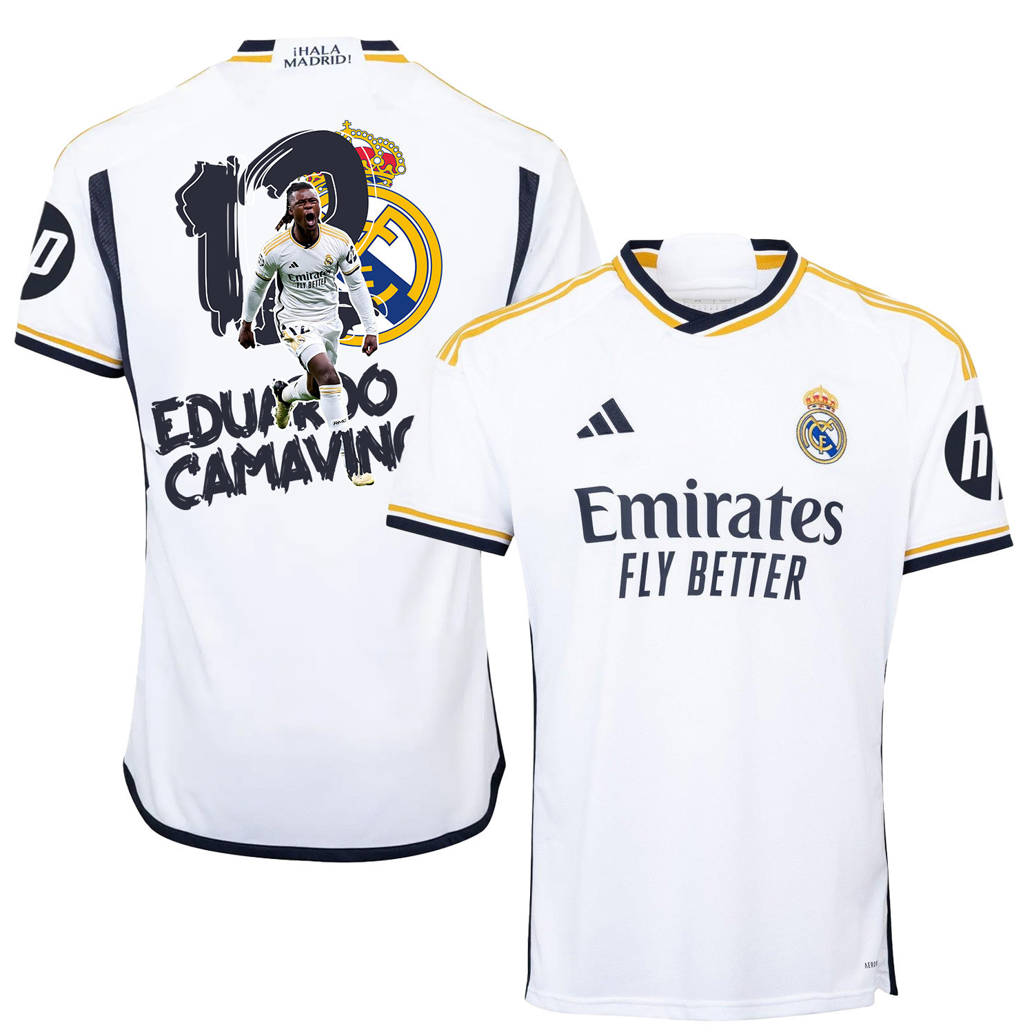 Eduardo Camavinga 12 Real Madrid Fan Art 2023/24 Home Jersey – Men