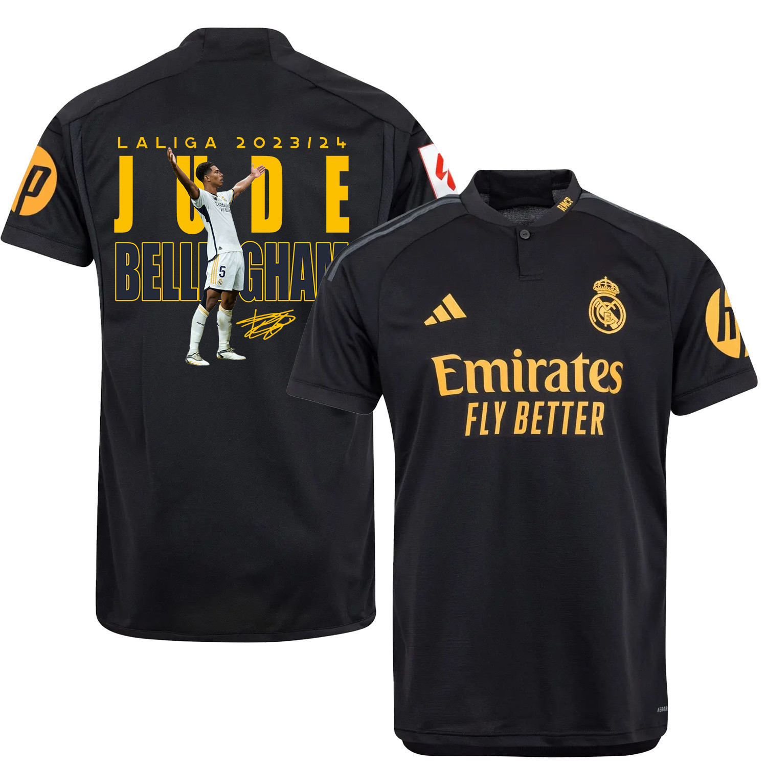 Jude Bellingham 5 Real Madrid Third Jersey Black LaLiga 2023/24 – LA LIGA Patch