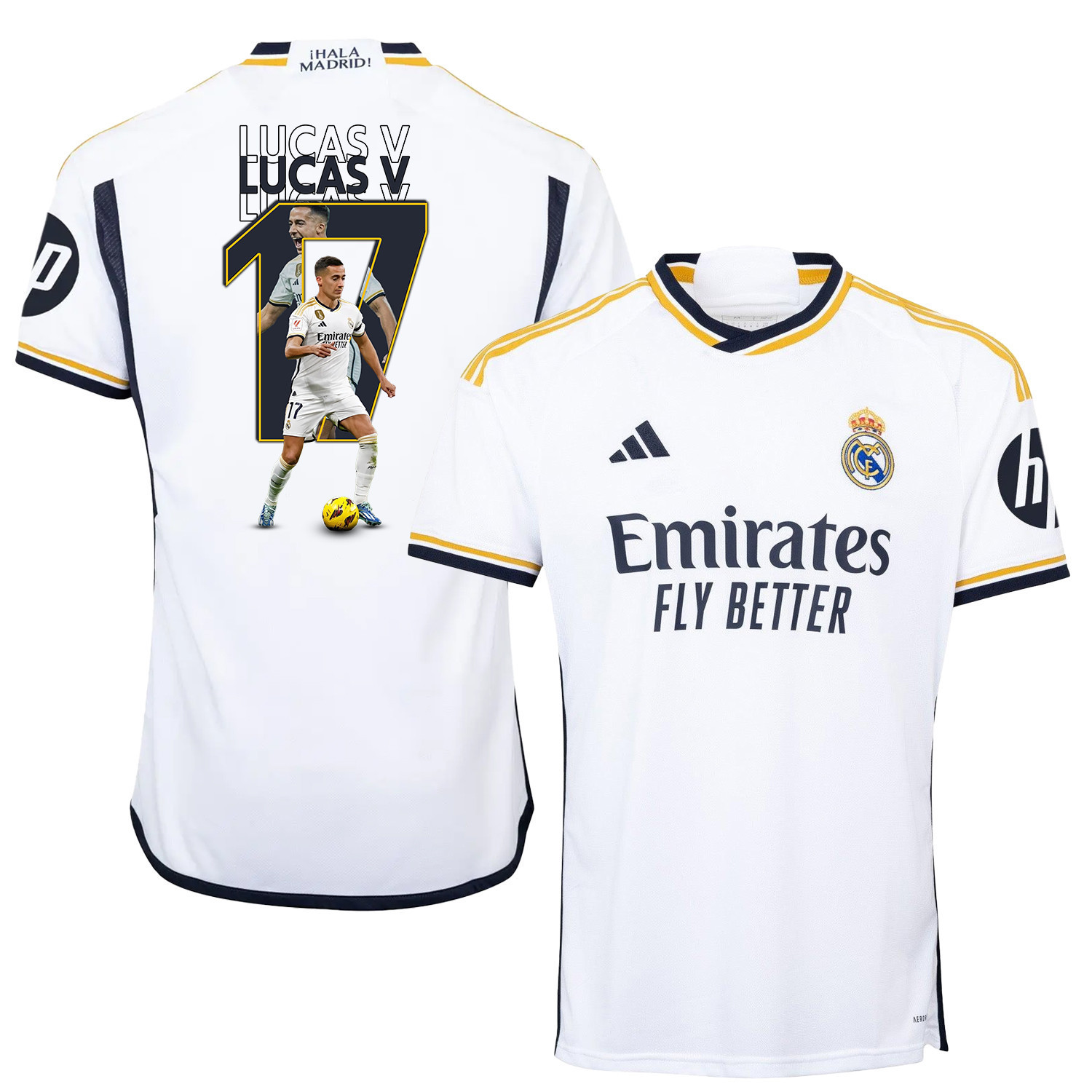 Lucas Vzquez 17 Real Madrid Art Design 2023/24 Home Jersey – Men