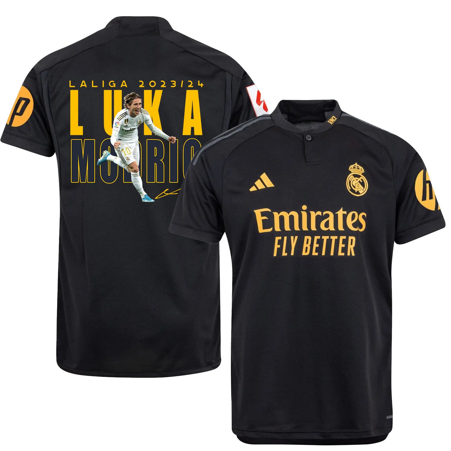 Luka Modric 10 Real Madrid Third Jersey Black LaLiga 2023/24 – LA LIGA Patch
