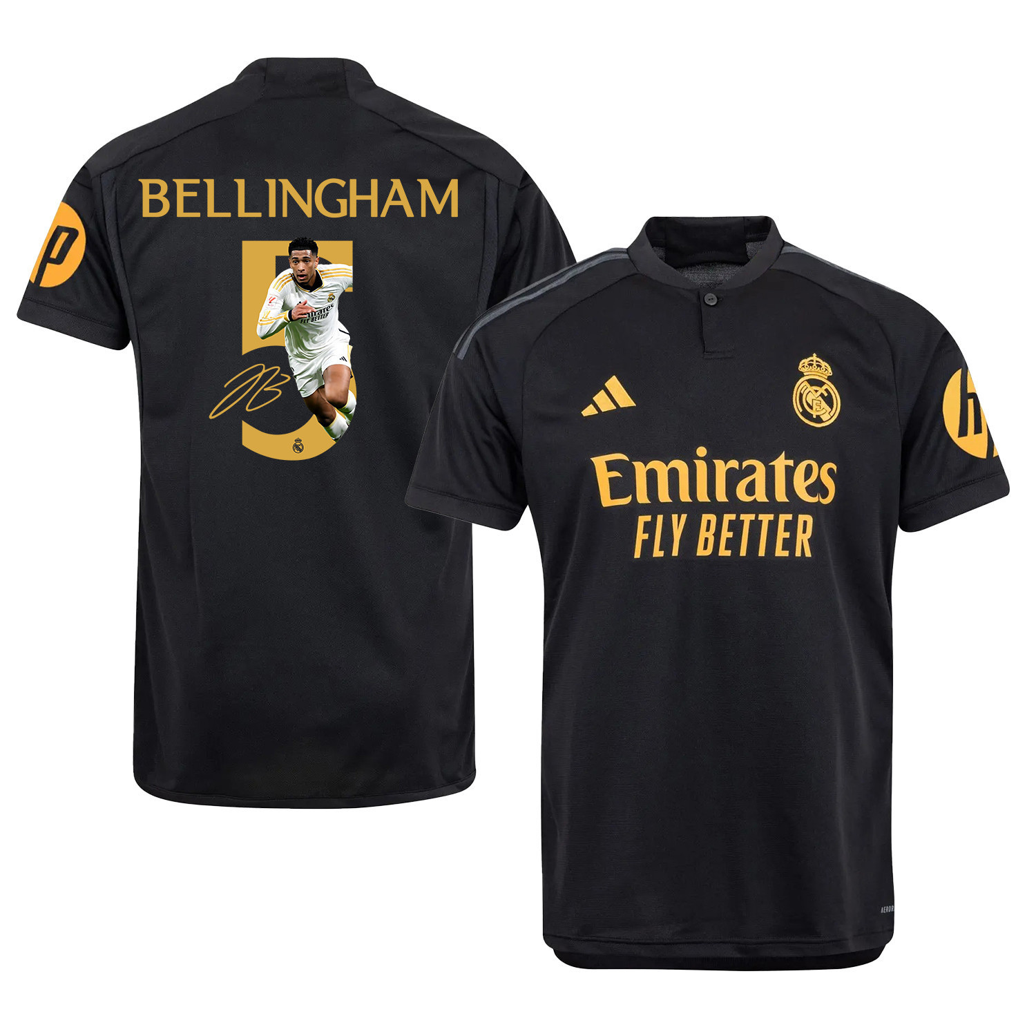 Jude Bellingham 5 Real Madrid Third Jersey Black 2023/24 – LA LIGA Patch