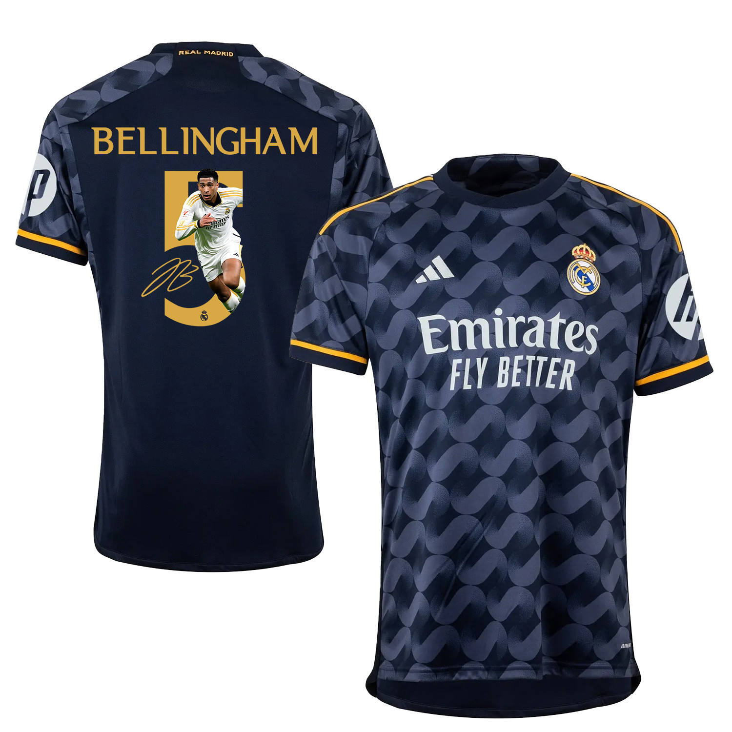 Jude Bellingham 5 Real Madrid Away Jersey Navy Blue 2023/24 – Signed Design