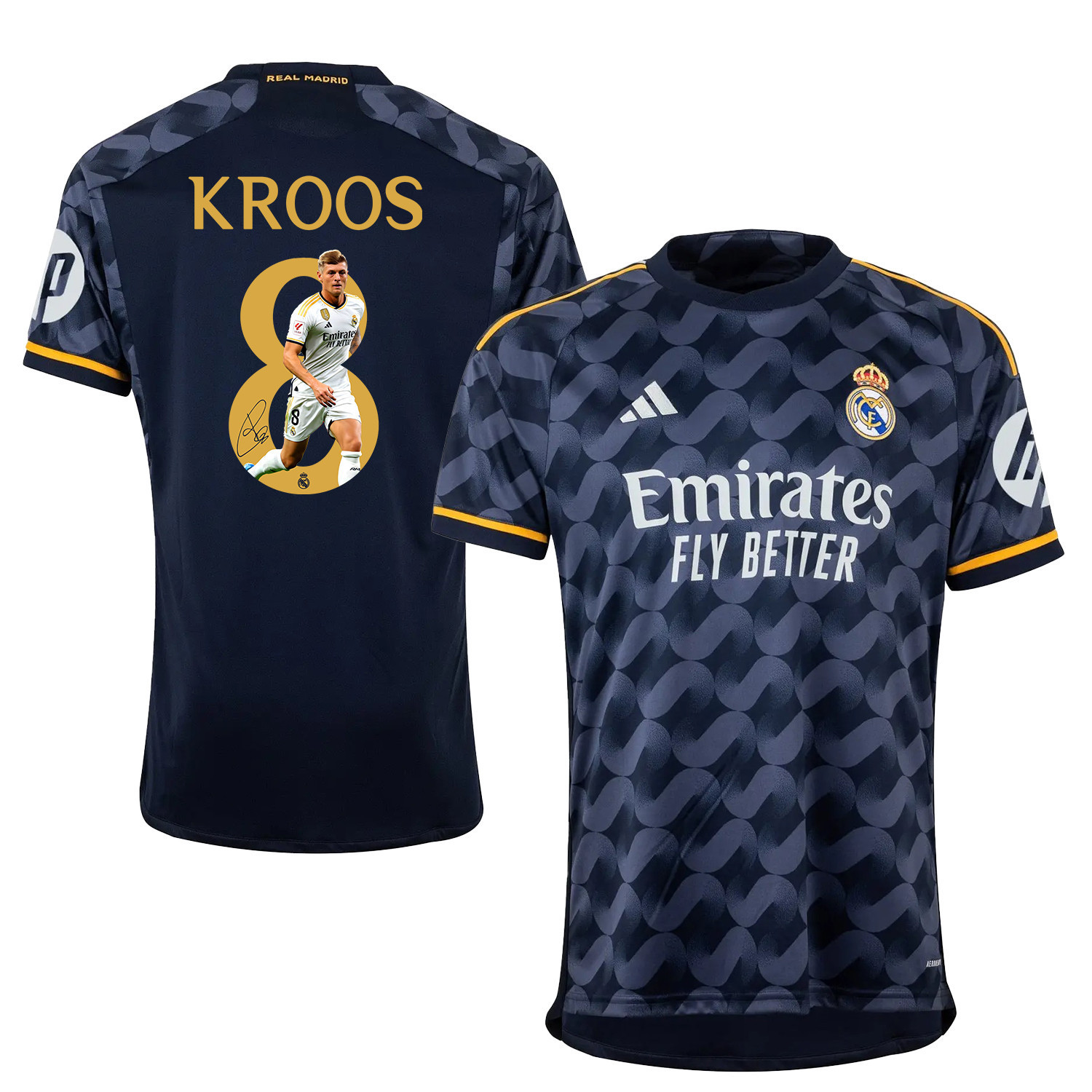 Toni Kroos 8 Real Madrid Navy Blue Away Jersey 2023/24 – Signed Design