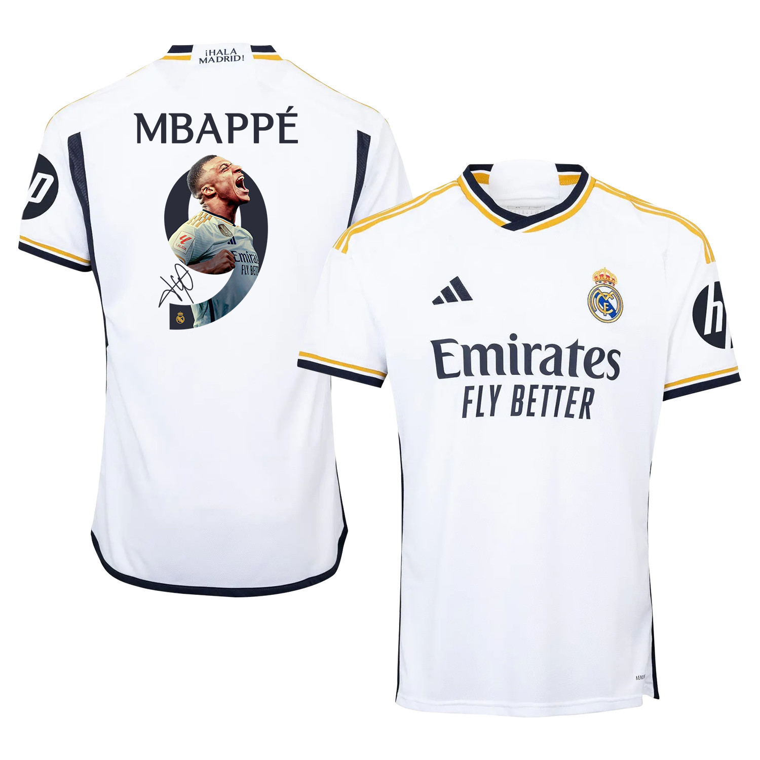 Kylian Mbapp 9 Real Madrid Home Jersey White 2023/24 – Signed Design