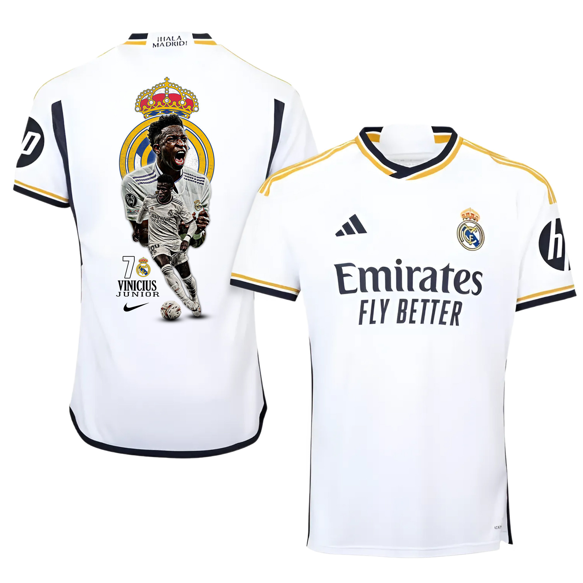 Vincius Jnior 7 Real Madrid Logo 2023/24 Home Jersey – Men