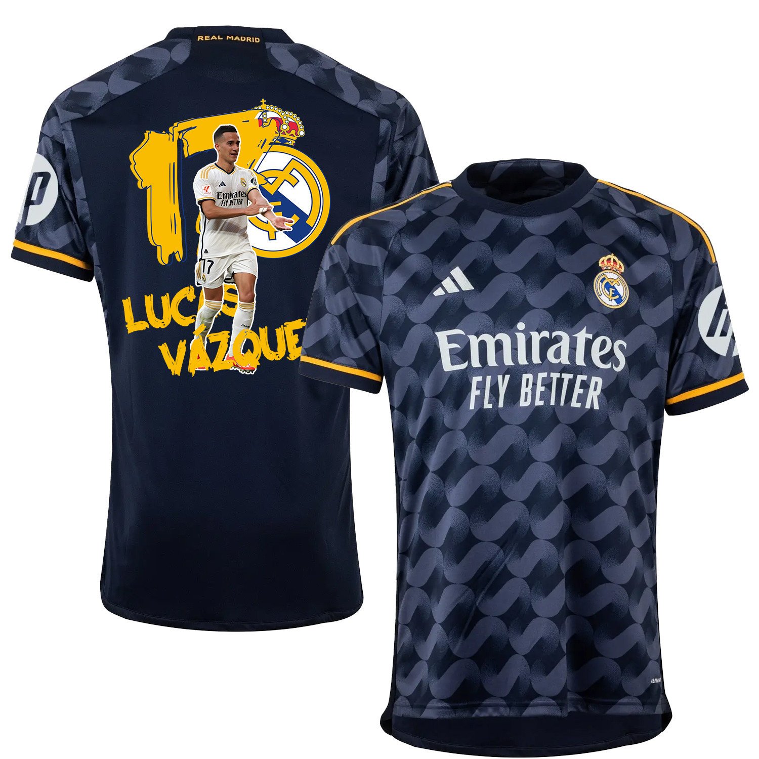 Lucas Vzquez 17 Real Madrid Fan Art Away Jersey – Men