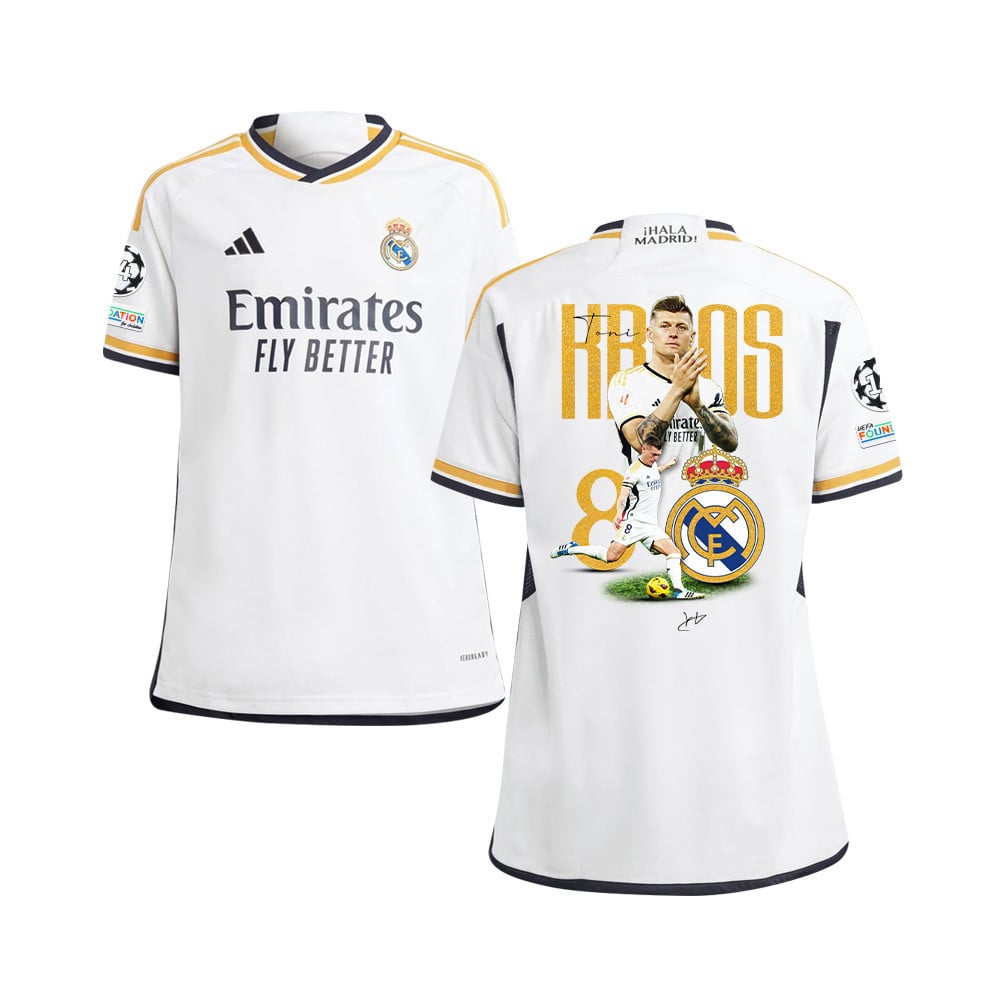 Toni Kroos 8 Real Madrid 2023/24 UEFA 14 Times Champions Patch Home YOUTH Jersey – UEFA Patch