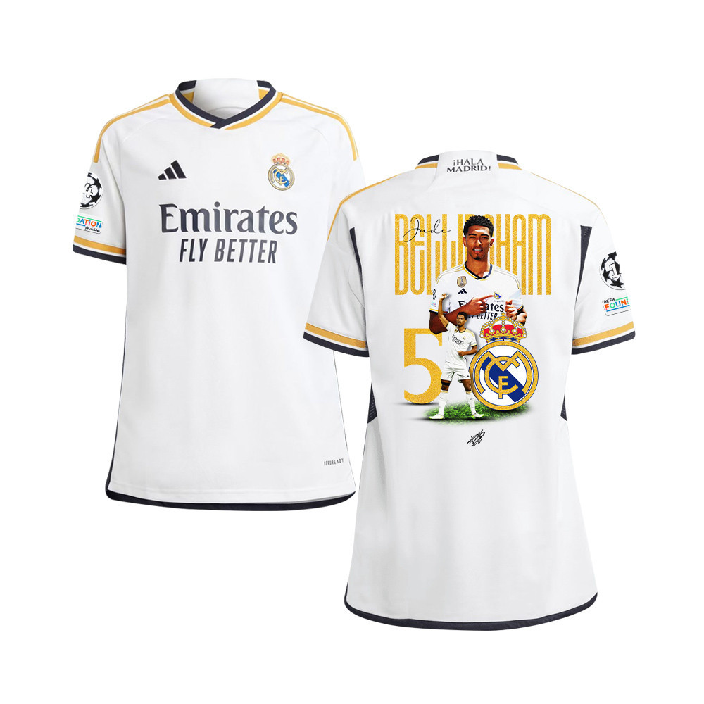 Jude Bellingham 5 Real Madrid 2023/24 UEFA 14 Times Champions Patch Home YOUTH Jersey – UEFA Patch