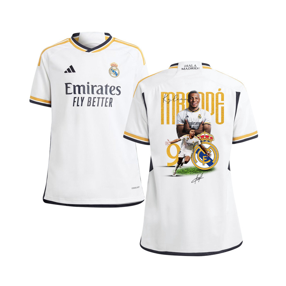 Kylian Mbappe 9 Real Madrid 2023/24 New Star Of Club Home YOUTH jersey