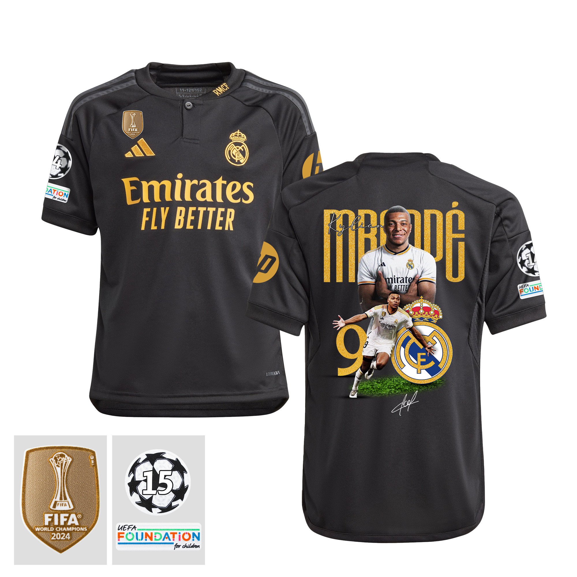Toni Kroos 8 Starball 15 Times Champions Real Madrid 2023/24 UEFA Patch- Third YOUTH Jersey