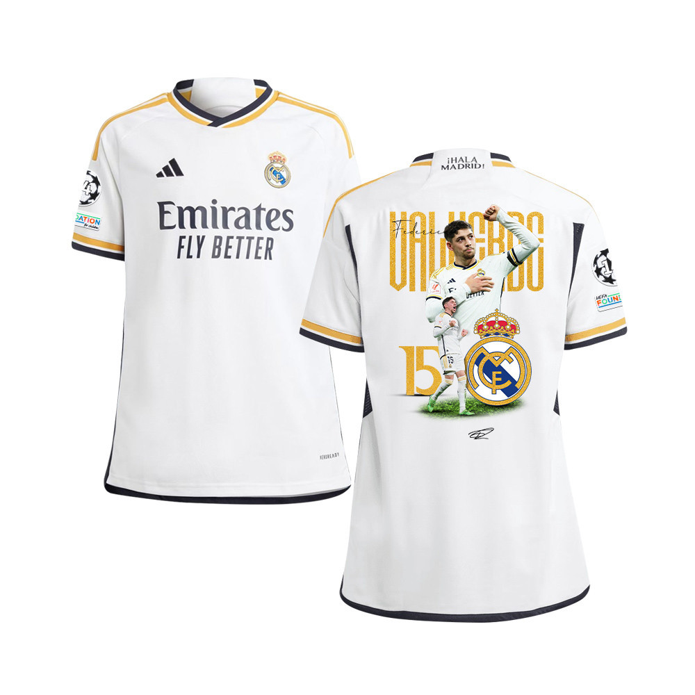 Federico Valverde 15 Real Madrid 2023/24 UEFA 14 Times Champions Patch Home YOUTH Jersey – UEFA Patch