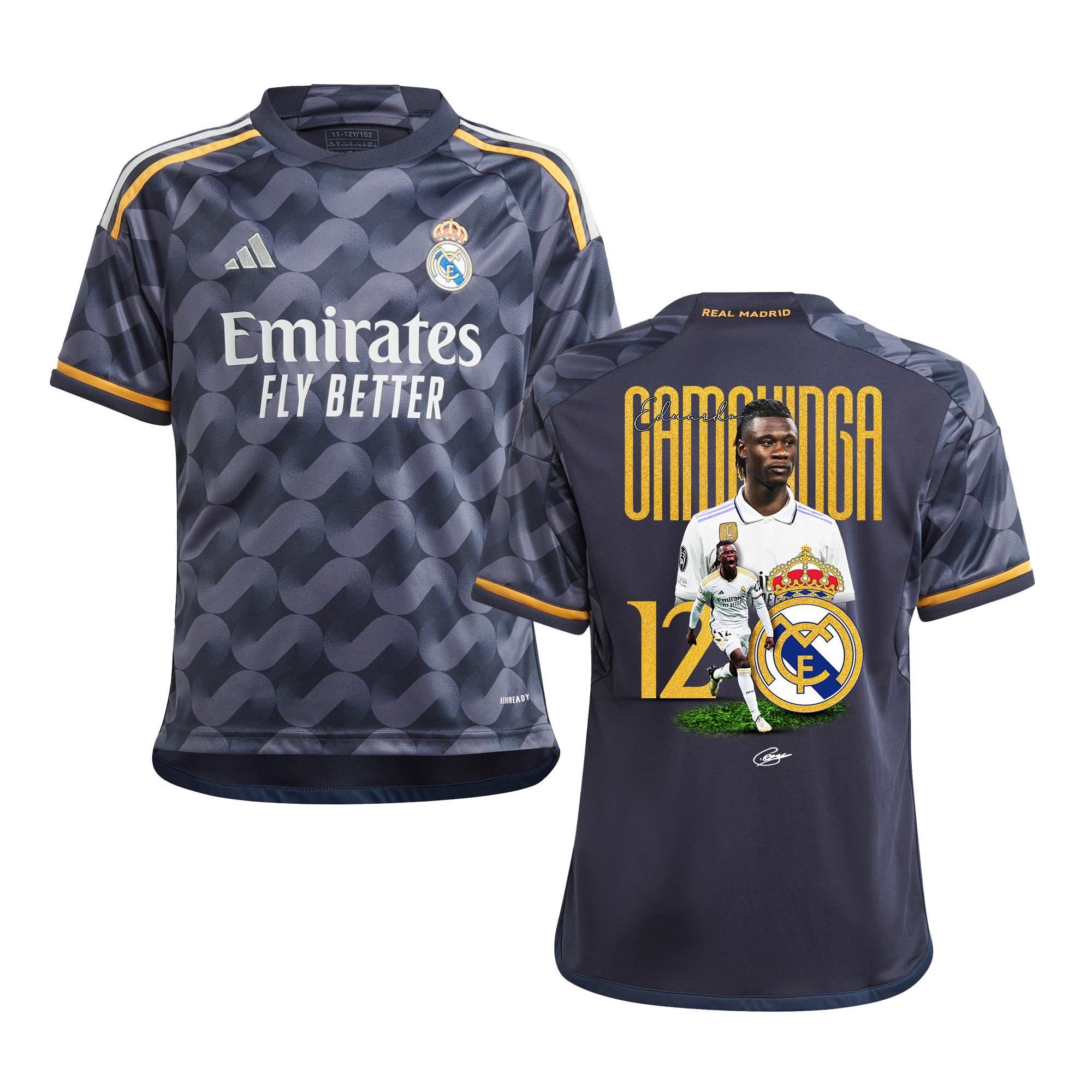 Eduardo Camavinga 12 Real Madrid 2023/24 Legacy Of A Legend Away YOUTH jersey