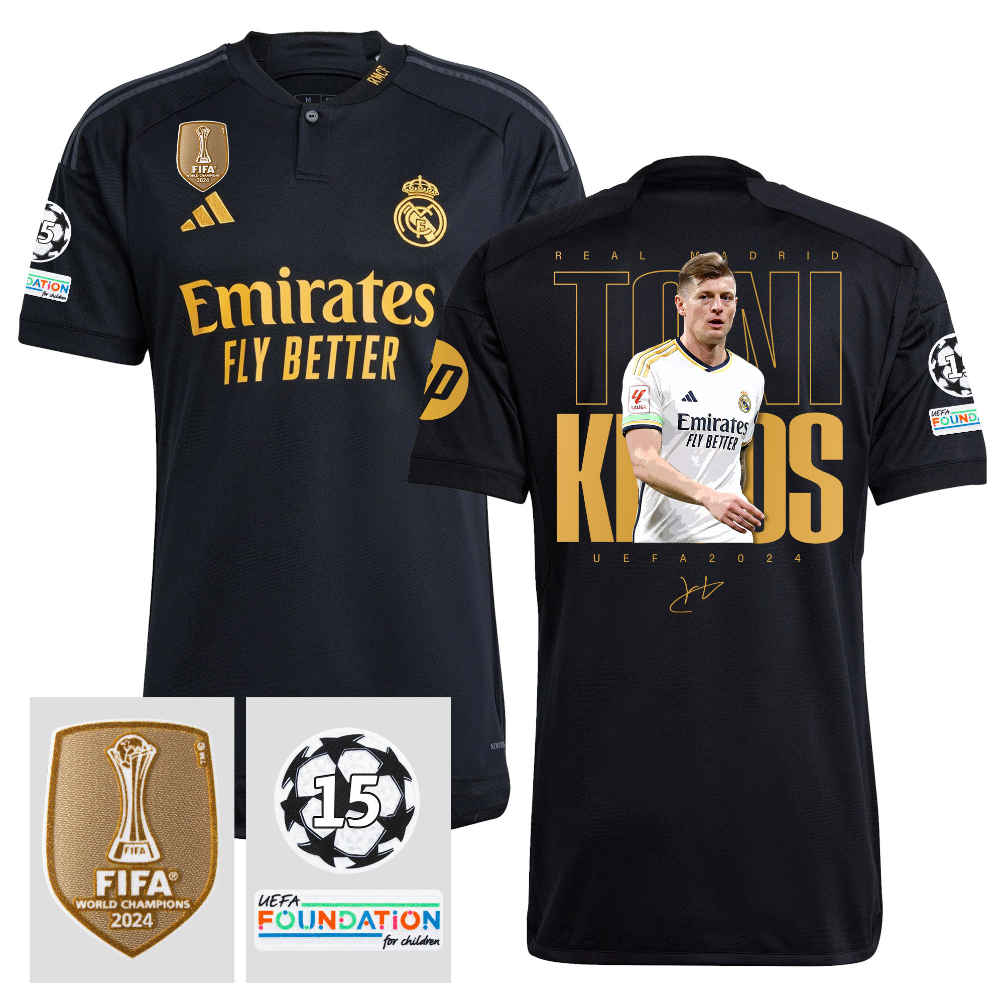 Toni Kroos 8 Starball 15 Times Champions Real Madrid 2023/24 UEFA Patch Men Third Jersey – Winner's Icon Idea