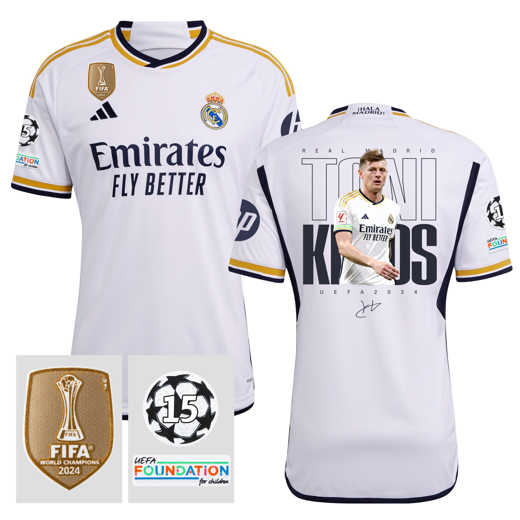 Toni Kroos 8 Starball 15 Times Champions Real Madrid 2023/24 UEFA Patch Men Home Jersey – Winner's Icon Idea