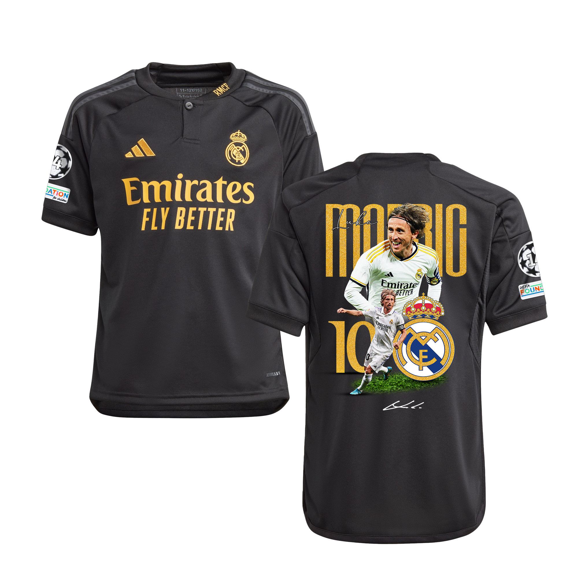 Luka Modric 10 Real Madrid 2023/24 UEFA 14 Times Champions Patch Third YOUTH Jersey – UEFA Patch