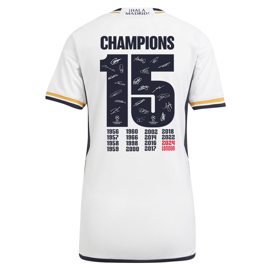 Real Madrid Team Signed UEFA 15 Times Champions 2023/24 Jersey Autographed – Women, UEFA Patch