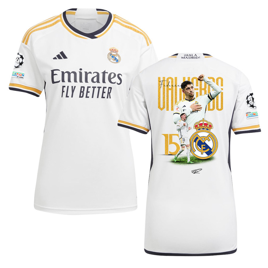 Federico Valverde 15 Real Madrid 2023/24 UEFA 14 Times Champions Patch Home Women Jersey – UEFA Patch