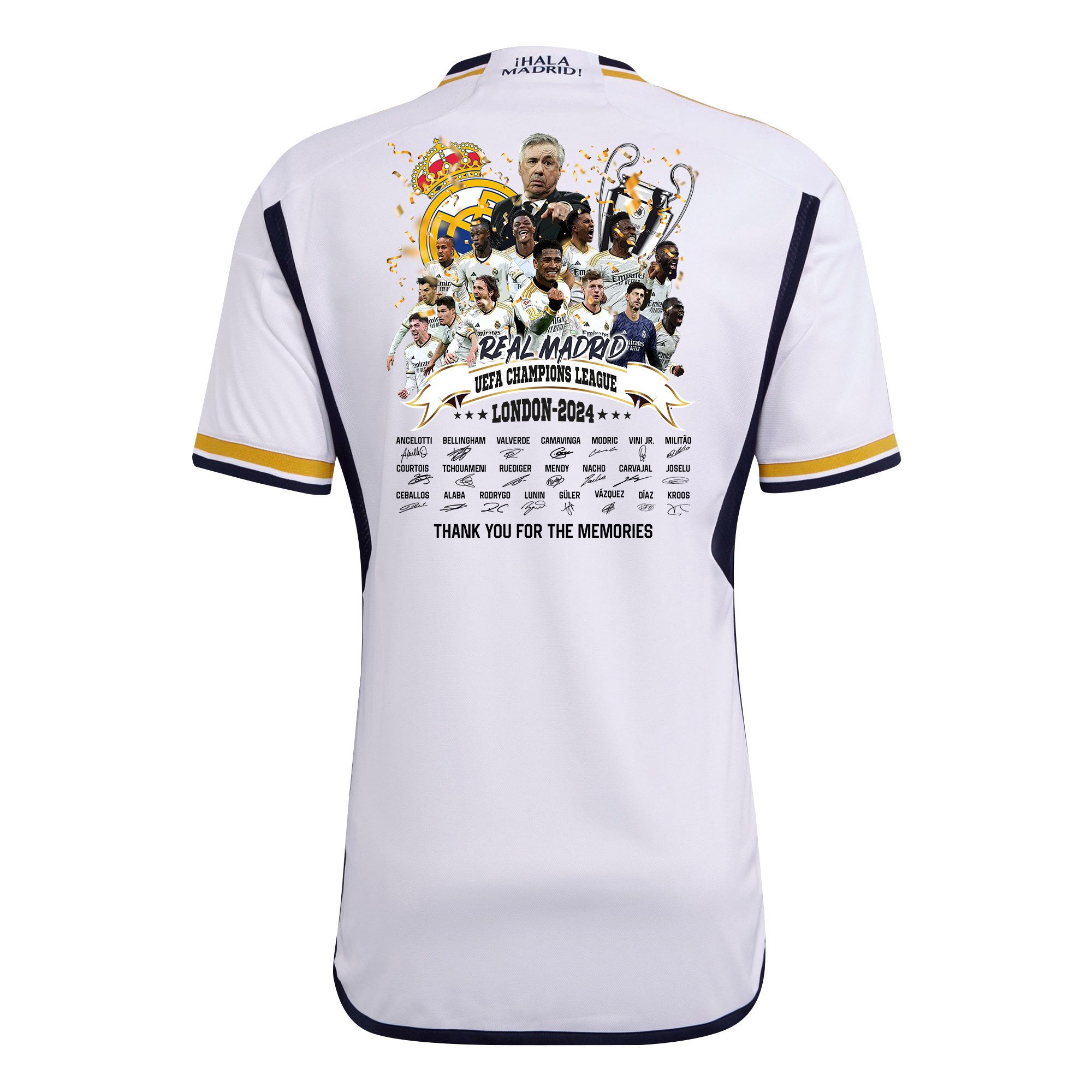 Real Madrid 2023/24 UEFA 15 Times Champions Jersey Autographed – Men