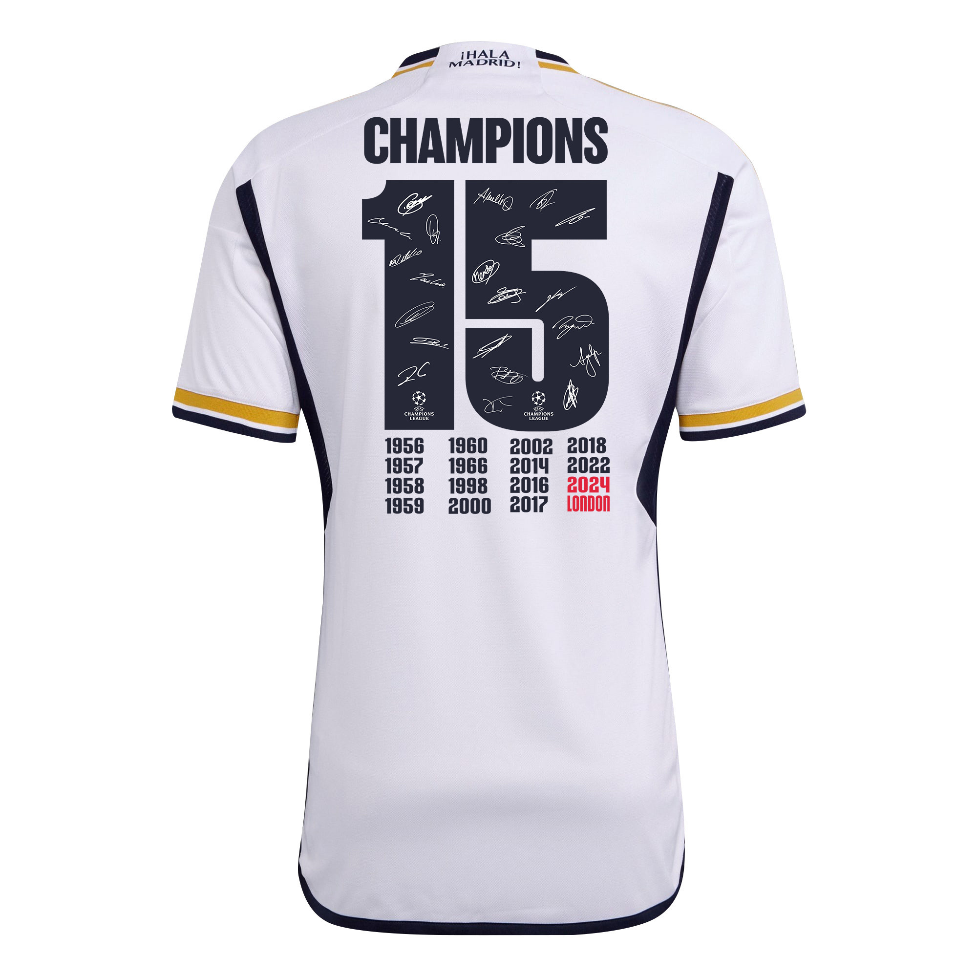 Real Madrid Team Signed UEFA 15 Times Champions 2023/24 Jersey Autographed – Men