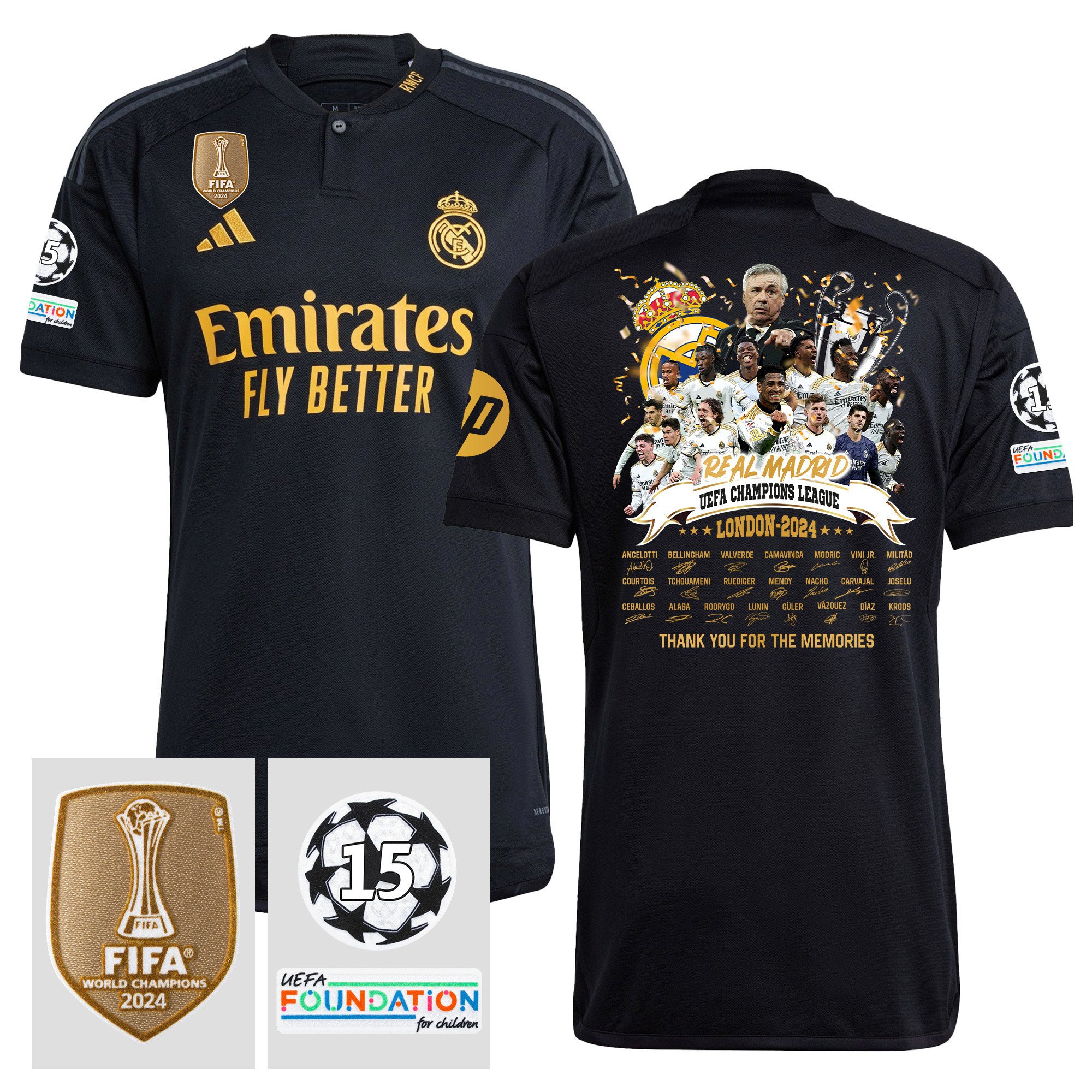 Real Madrid 15 Times Champions League 2023/24 Third Jersey – UEFA Patch