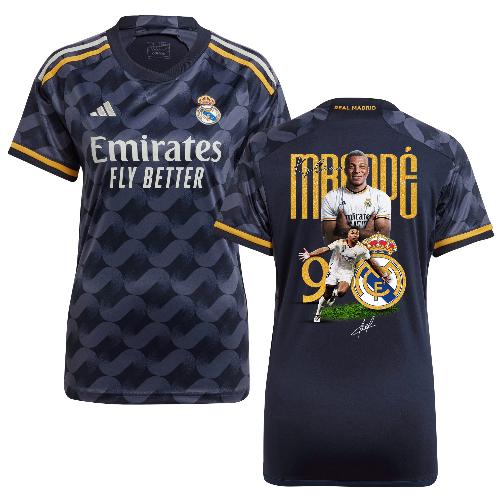 Kylian Mbappe 9 Real Madrid 2023/24 New Star Of Club Away Jersey – Women