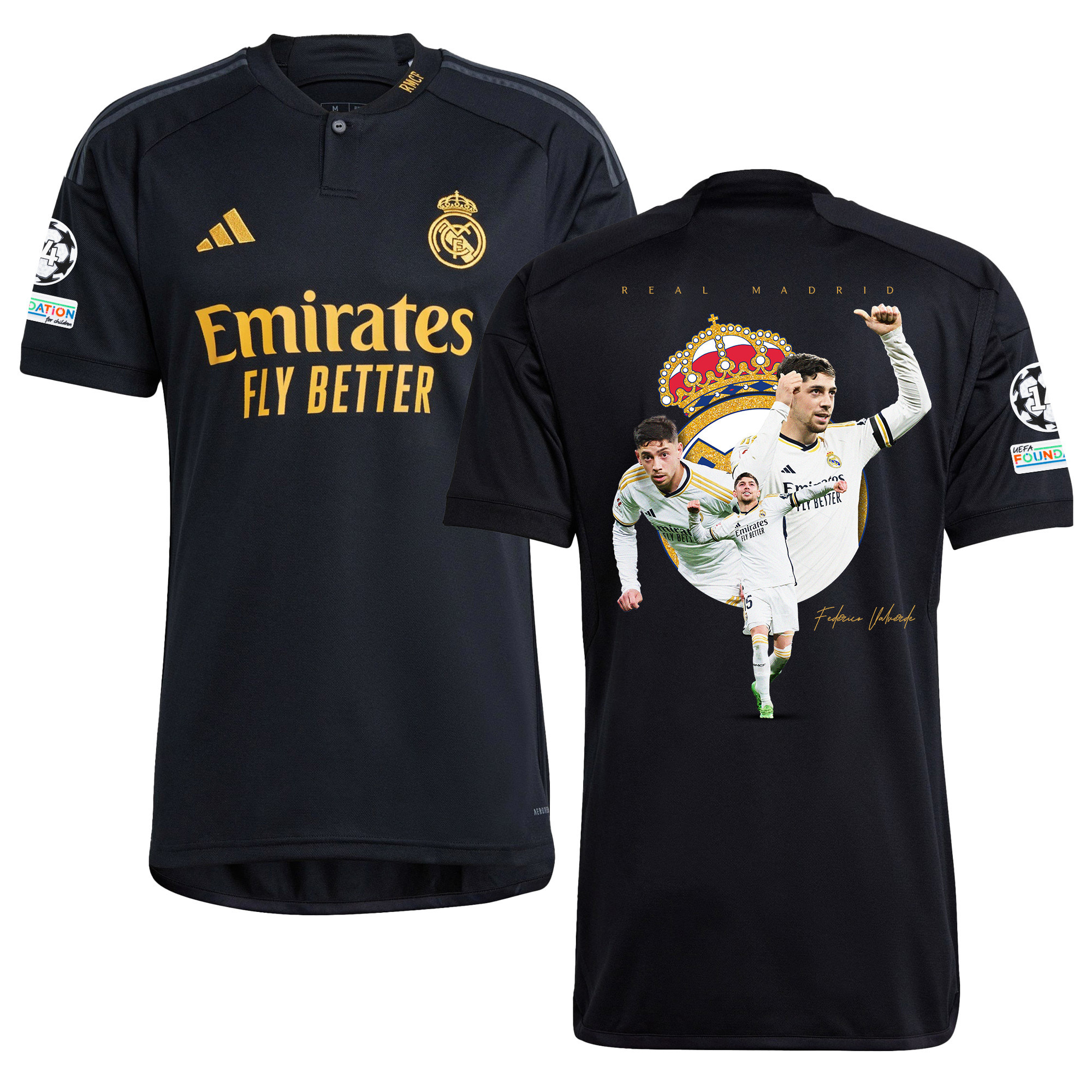 Federico Valverde 15 Real Madrid 2023/24 Men Third Jersey – Best Moments, Black