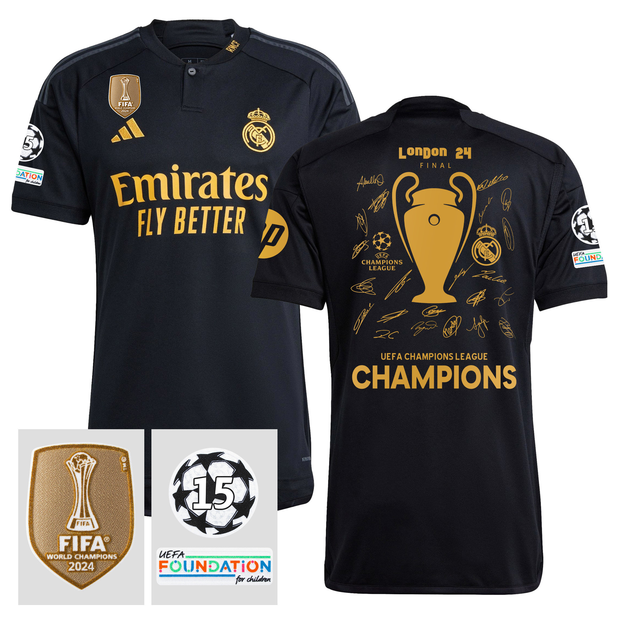 Real Madrid UEFA 15 Times Champions Trophy 2023/24 Third Jersey – UEFA Patch