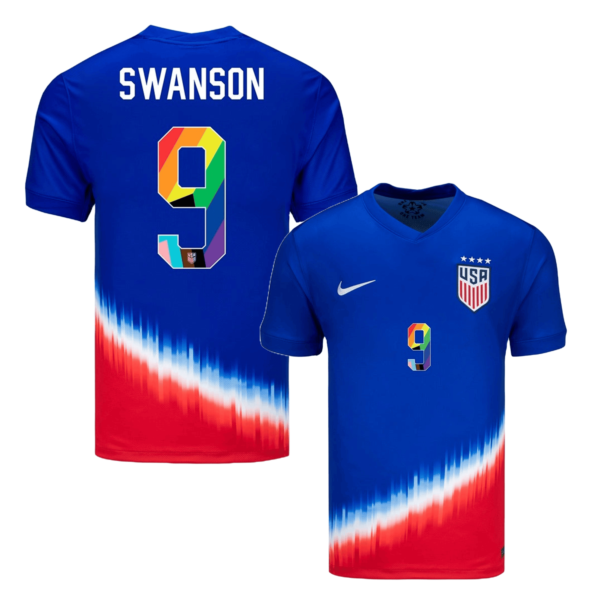 Mallory Swanson 9 USWNT 2024 Pride-Themed Away Jersey – Men