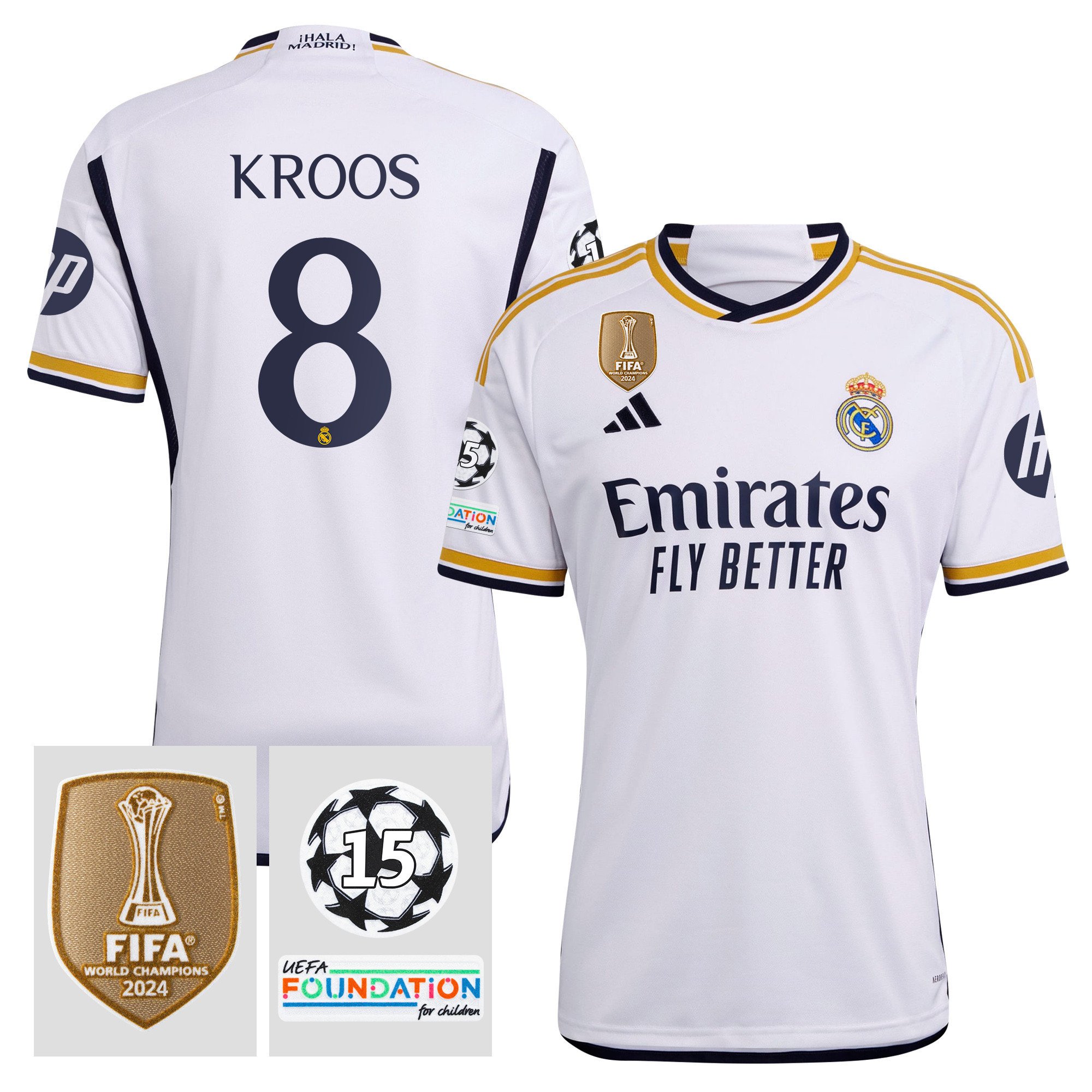 Toni Kroos 8 Starball 15 Times Champions Real Madrid 2023/24 UEFA Patch Home Jersey – Men