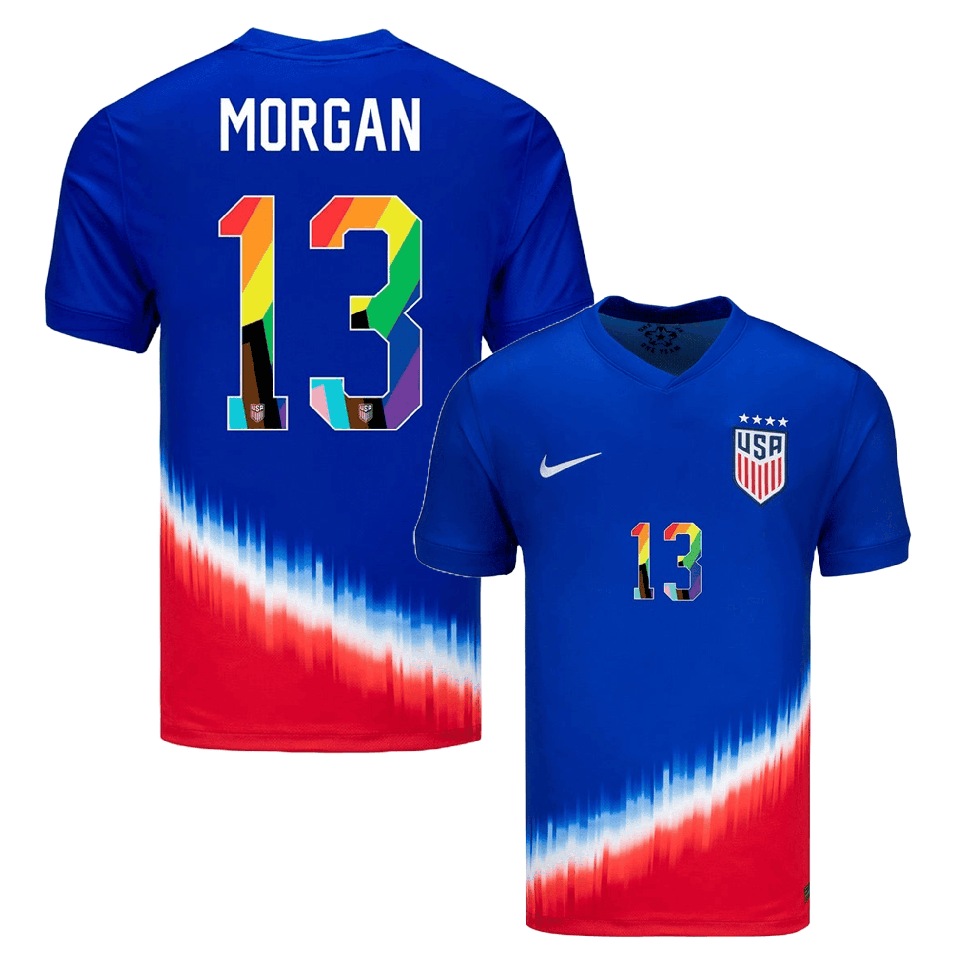 Alex Morgan 13 USWNT 2024 Pride-Themed Away Jersey – Men