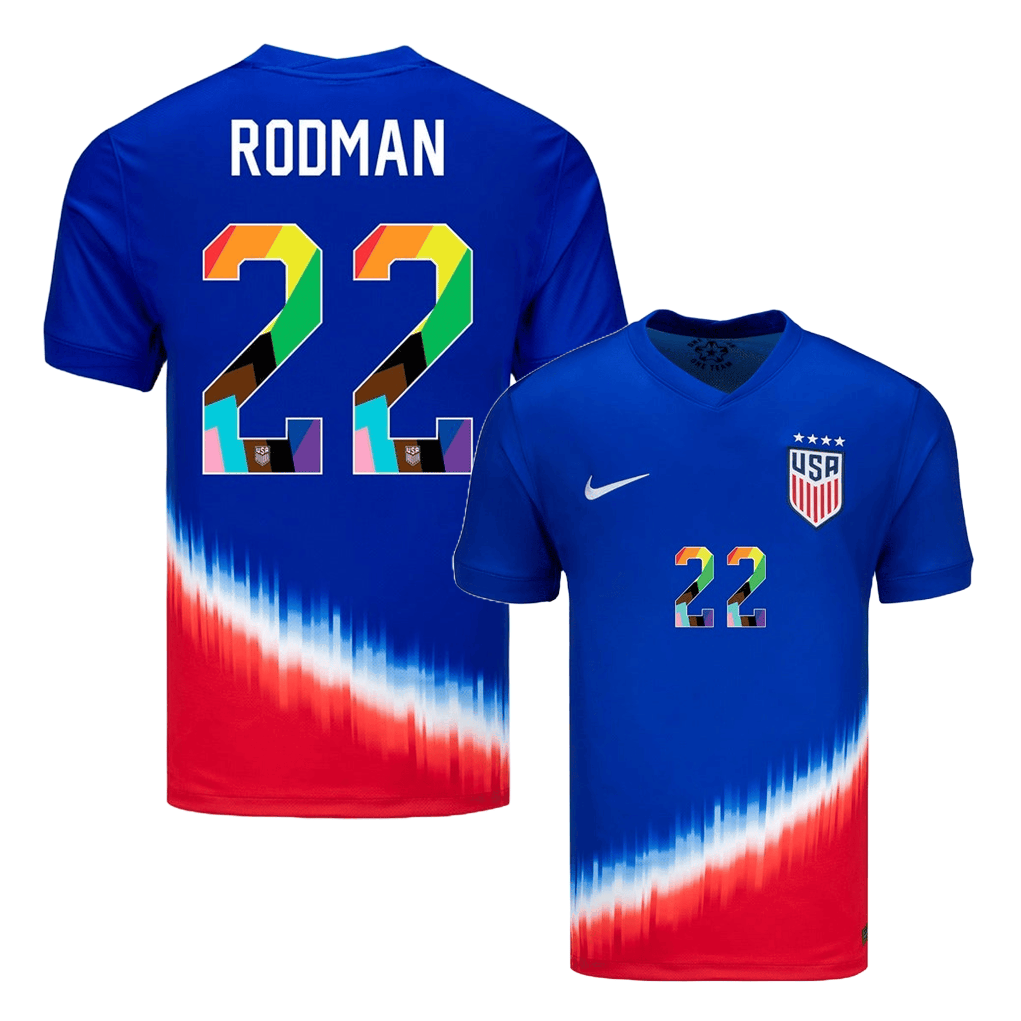 Trinity Rodman 22 USWNT 2024 Pride-Themed Away Jersey – Men