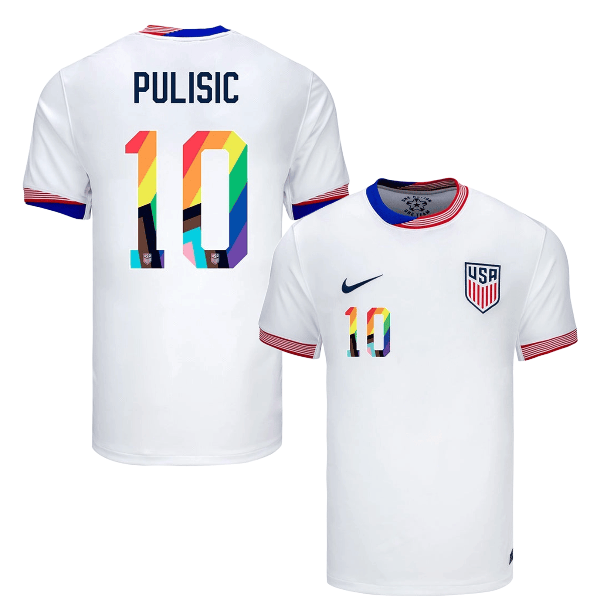 Christian Pulisic 10 USMNT 2024 Pride-Themed Home Jersey – Men