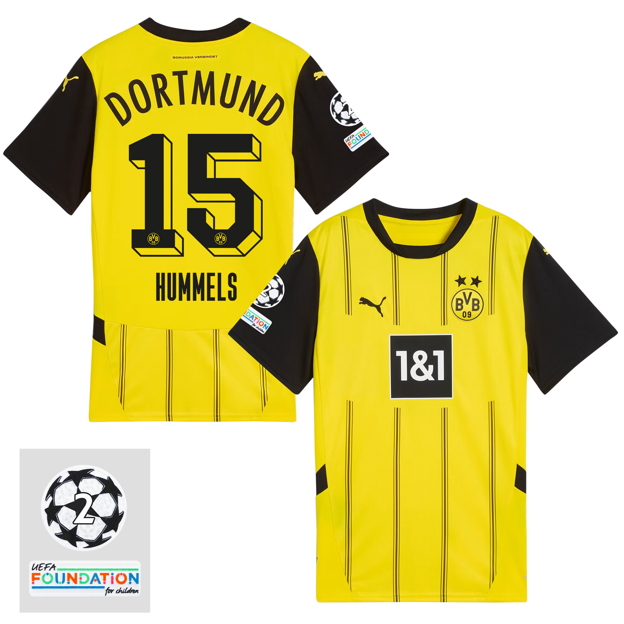 Mats Hummels 15 Starball 2 Times Champions Borussia Dortmund 2024/25 UEFA Patch Home Jersey – Men