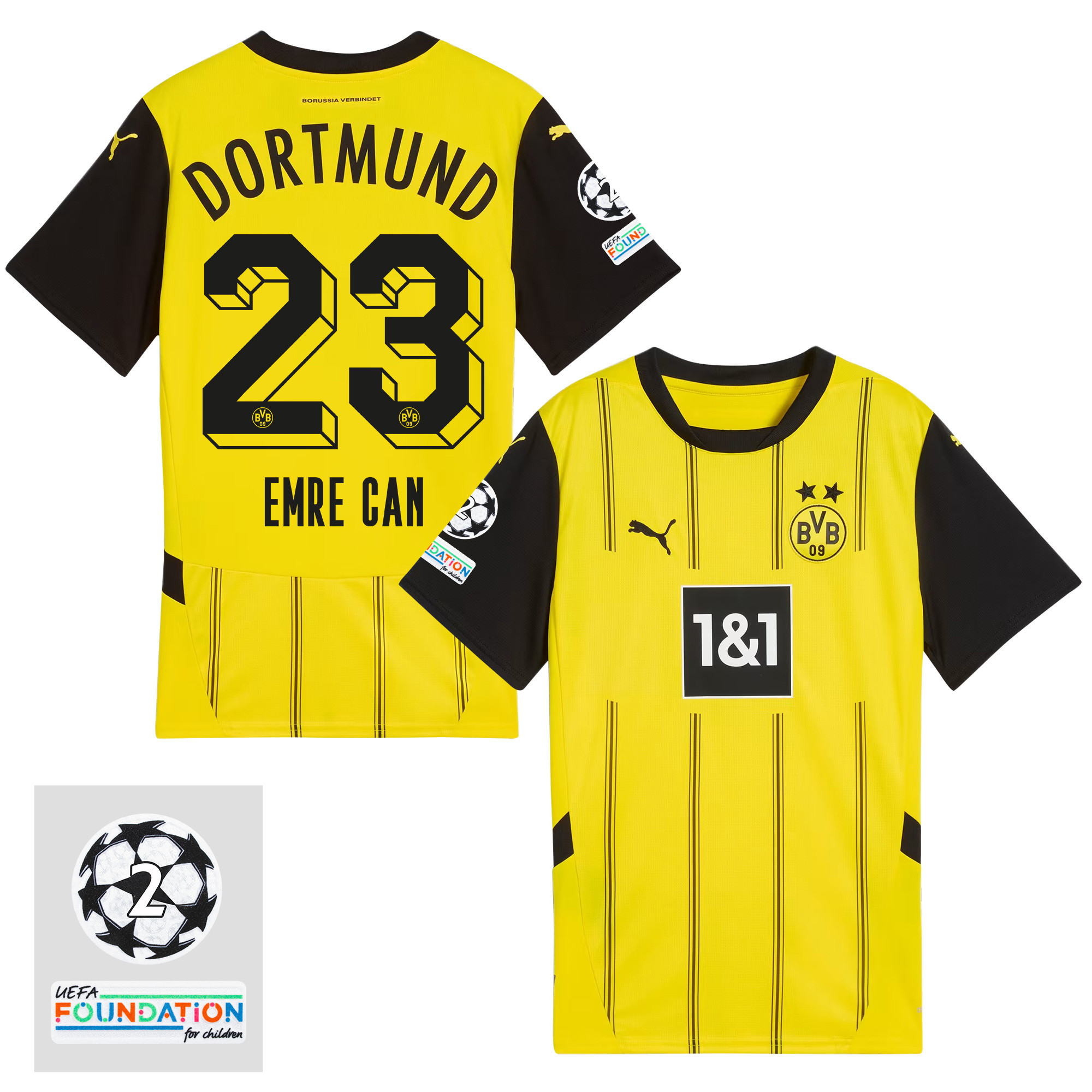 Emre Can 23 Starball 2 Times Champions Borussia Dortmund 2024/25 UEFA Patch Home Jersey – Men