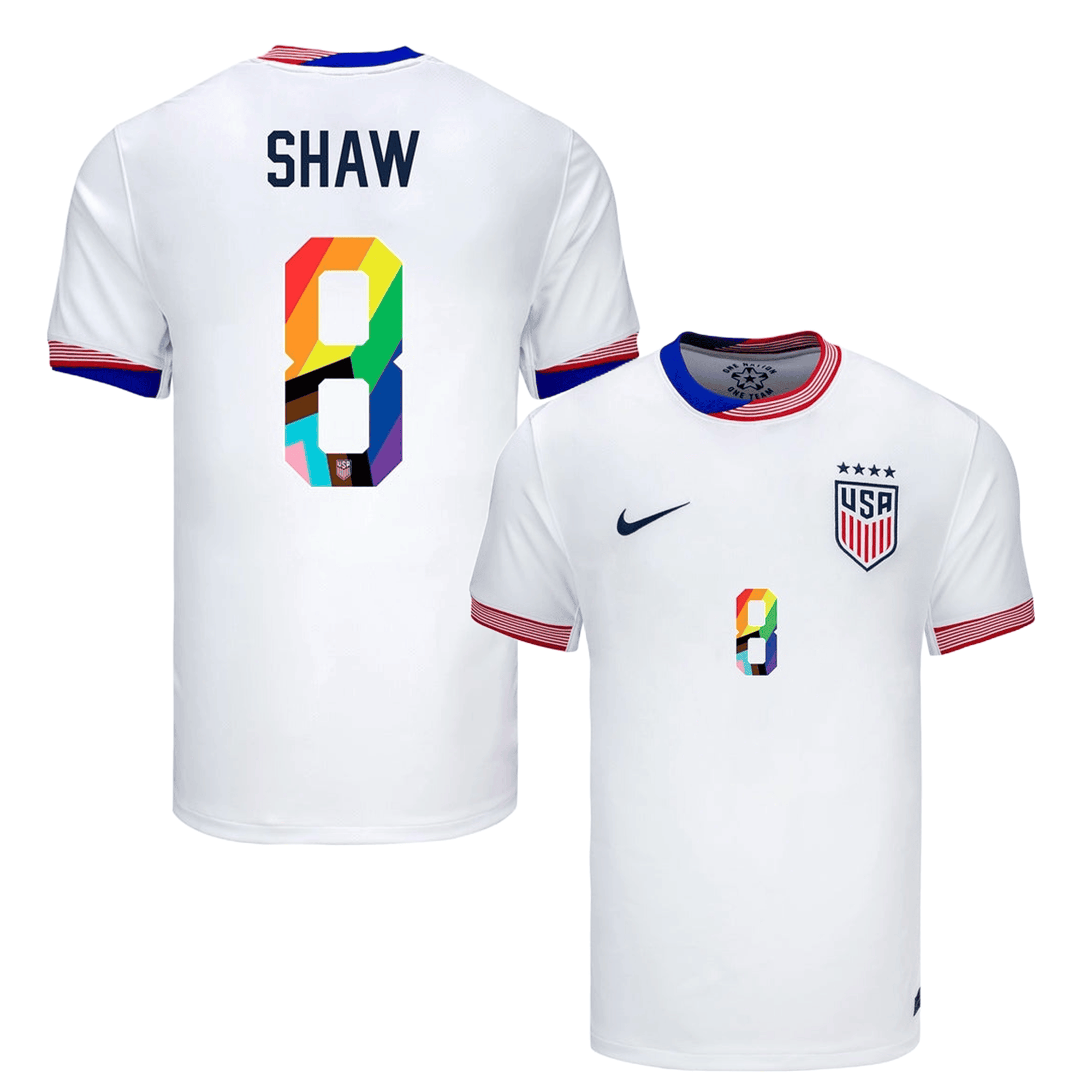 Jaedyn Shaw 8 USWNT 2024 Pride-Themed Home Jersey – Men