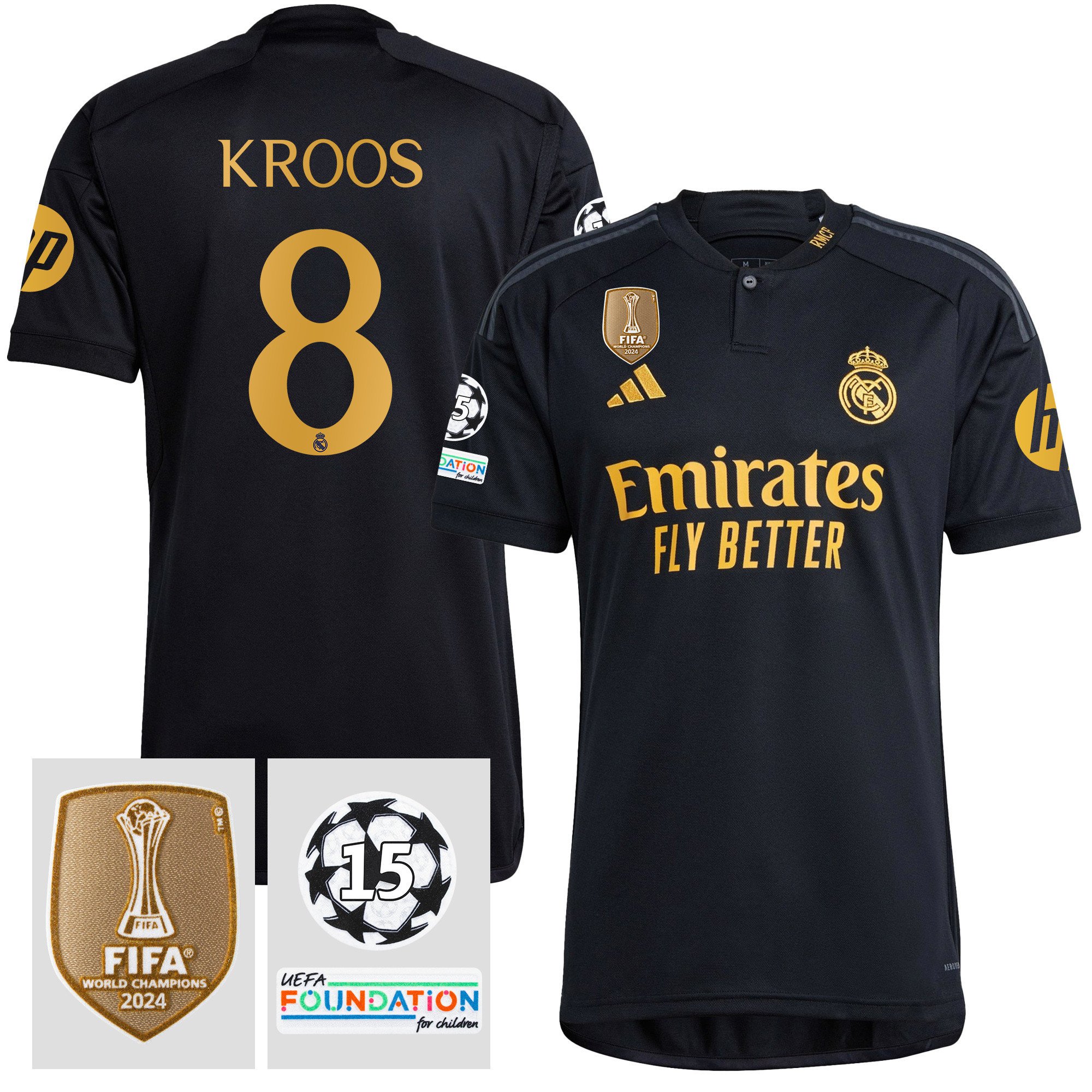 Toni Kroos 8 Starball 15 Times Champions Real Madrid 2023/24 UEFA Patch Third Jersey – Men