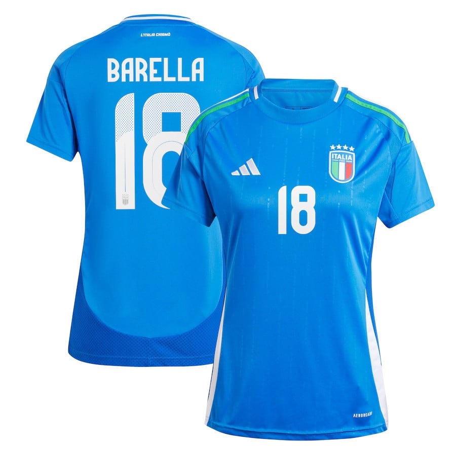 Nicolo Barella 18 Italy National Team 2024 Home Women Jersey – Blue
