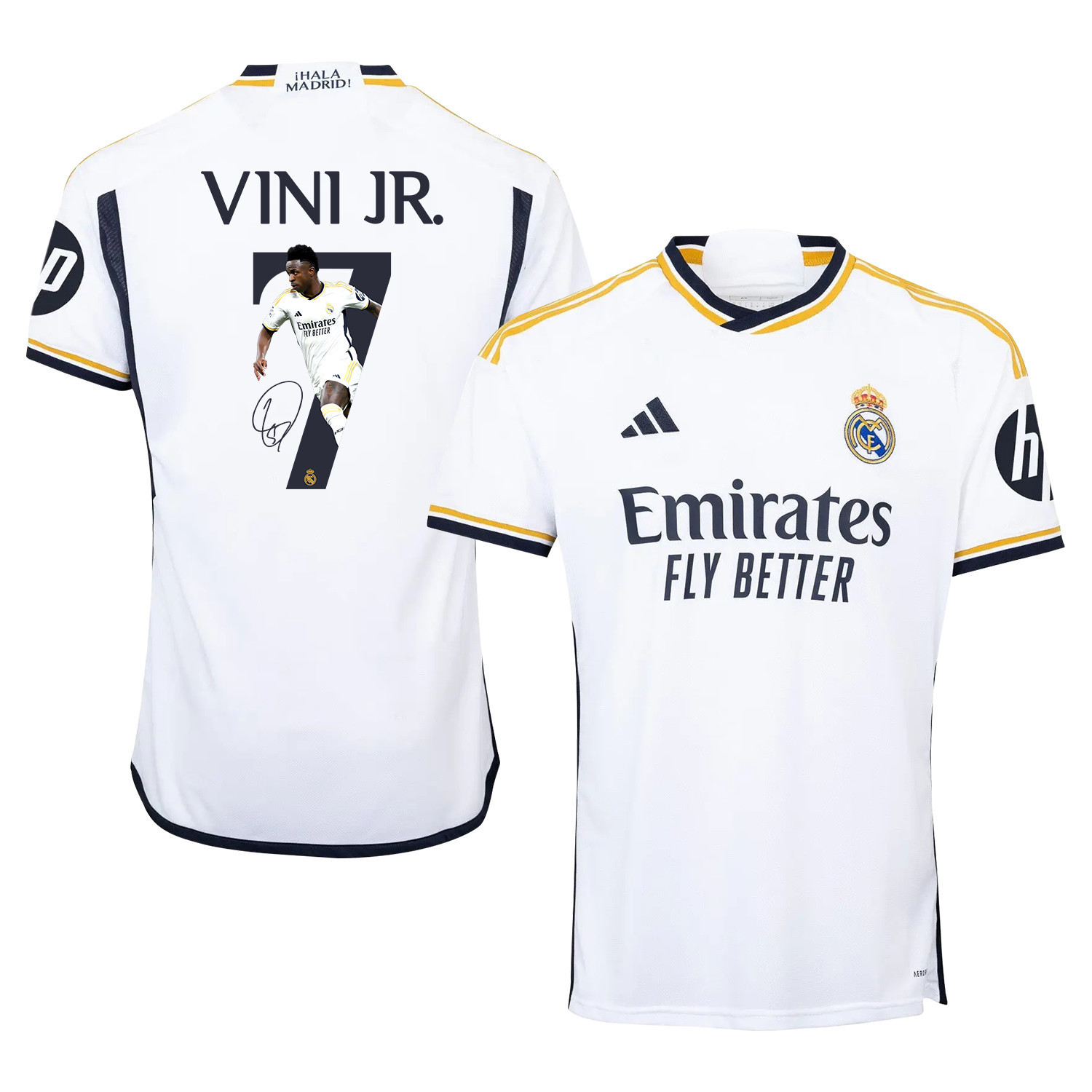 Vincius Jnior 7 Real Madrid Home Jersey White 2023/24 – Signed Design