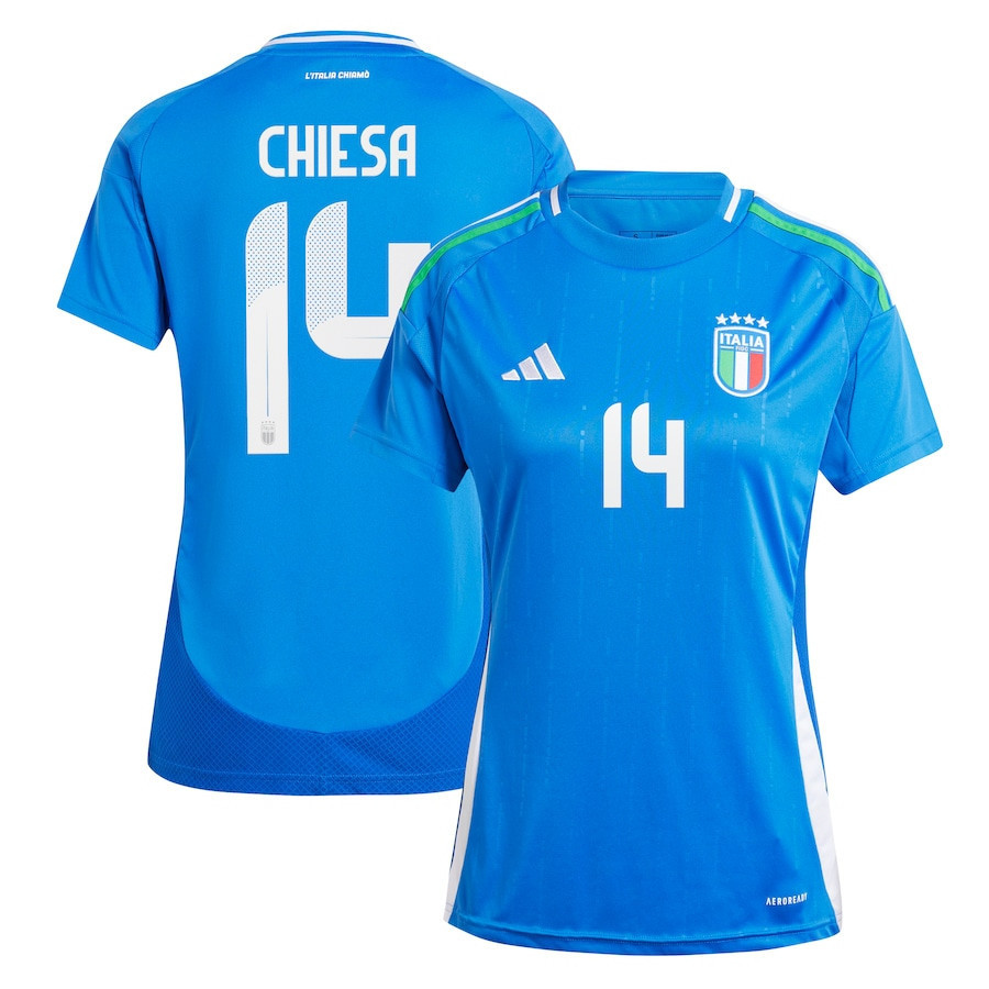 Federico Chiesa 14 Italy National Team 2024 Home Women Jersey – Blue