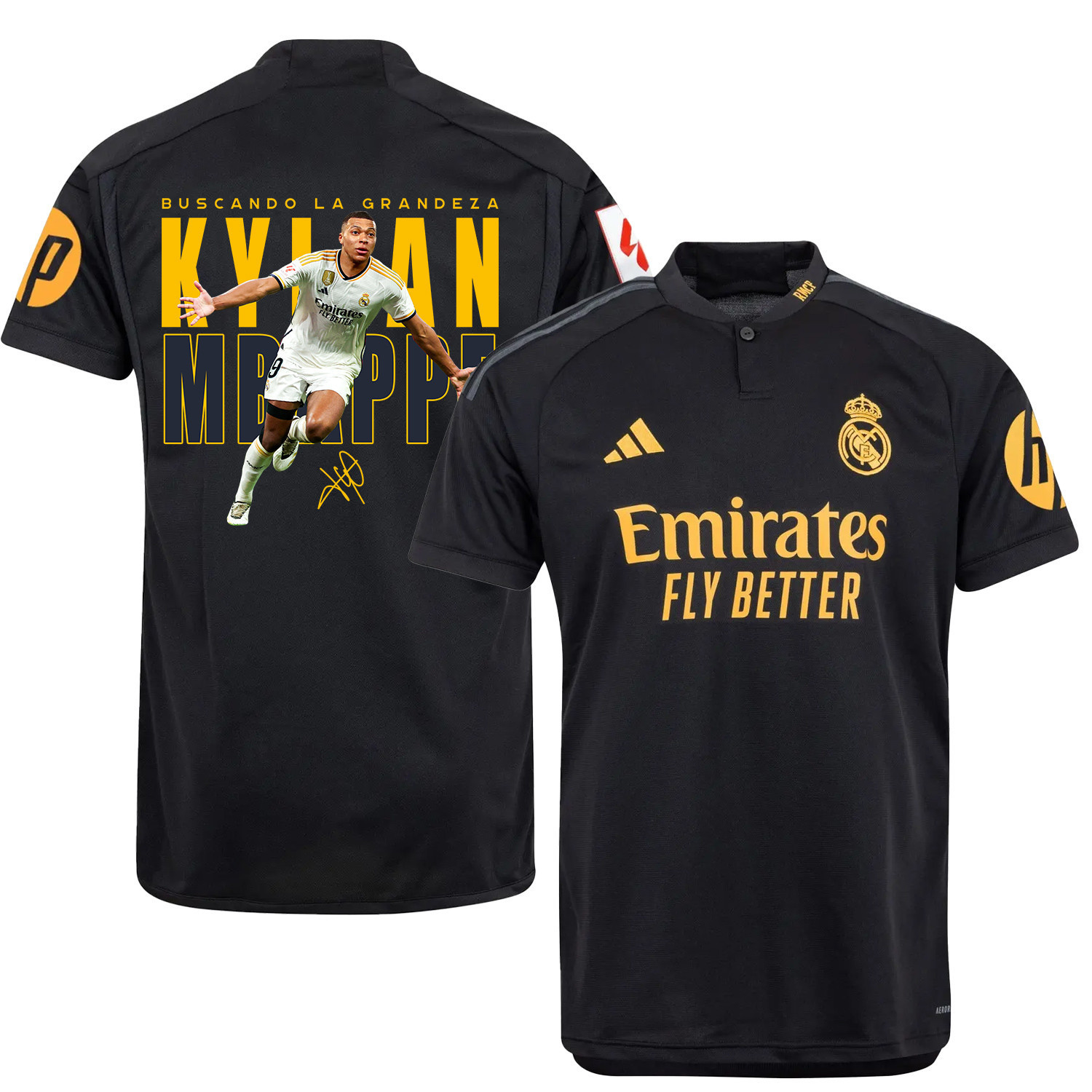 Kylian Mbapp 9 Real Madrid Third Jersey Black Seeking Greatness – LA LIGA Patch